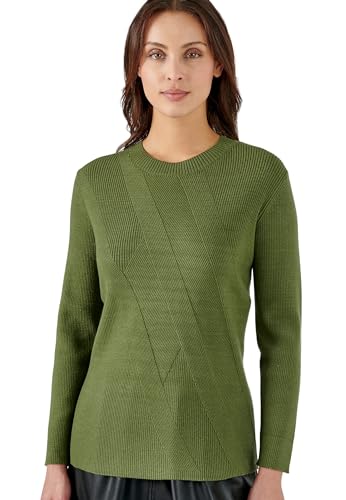 Damart Prêt-à-porter maglione gioco di costole fantasia manica lunga kaki 44