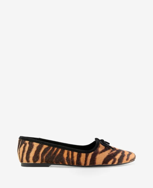 Kenneth Cole Reaction Shoes Carriah Calf Hair Bow Tie Ballet Flat ballerina tiger