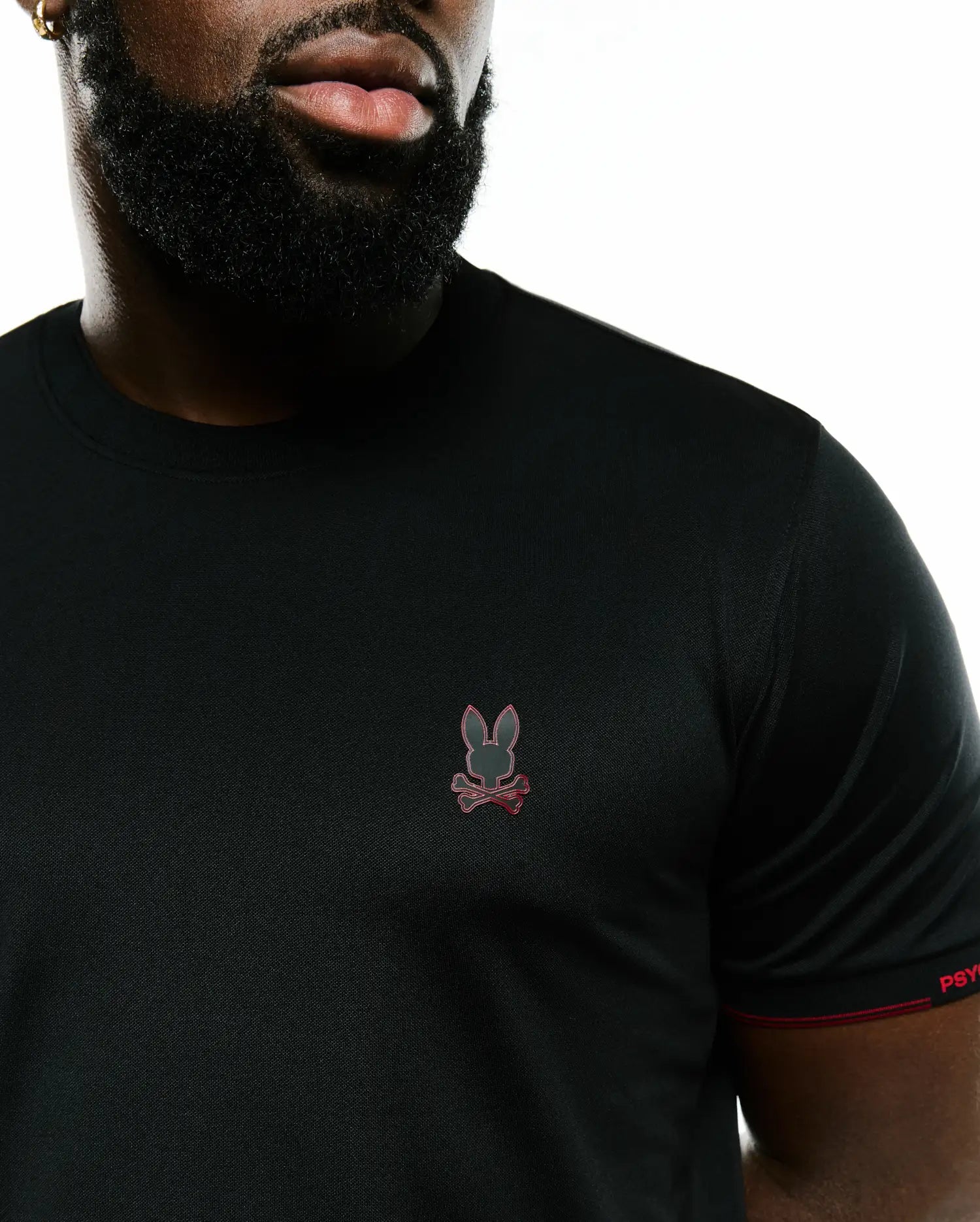 Psycho Bunny Men's Tees Edmonds Chest Bunny Sport Tee maglietta nera