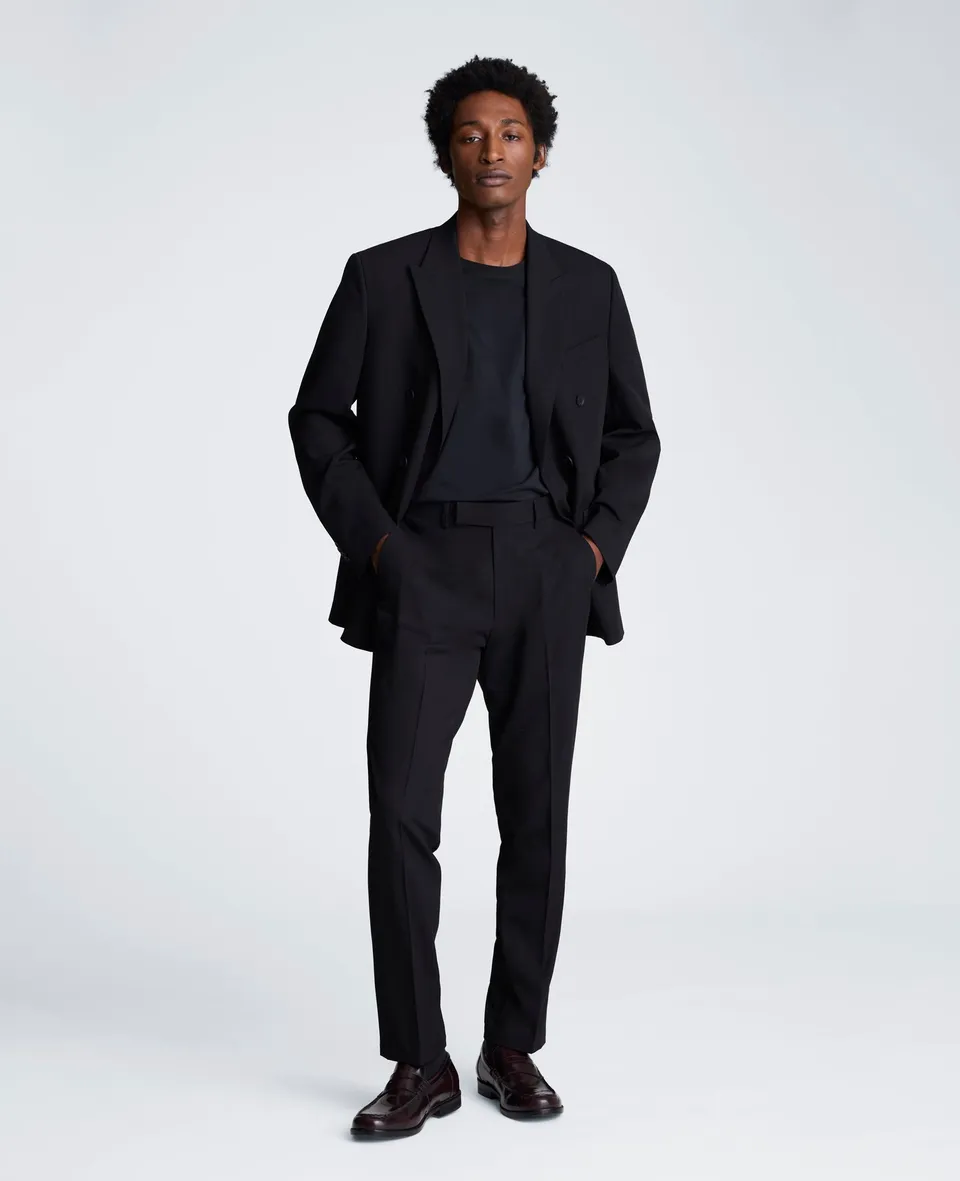 Kenneth Cole Reaction Clothing Ready Flex Slim-Fit Double-Breasted Suit completo nero slim fit