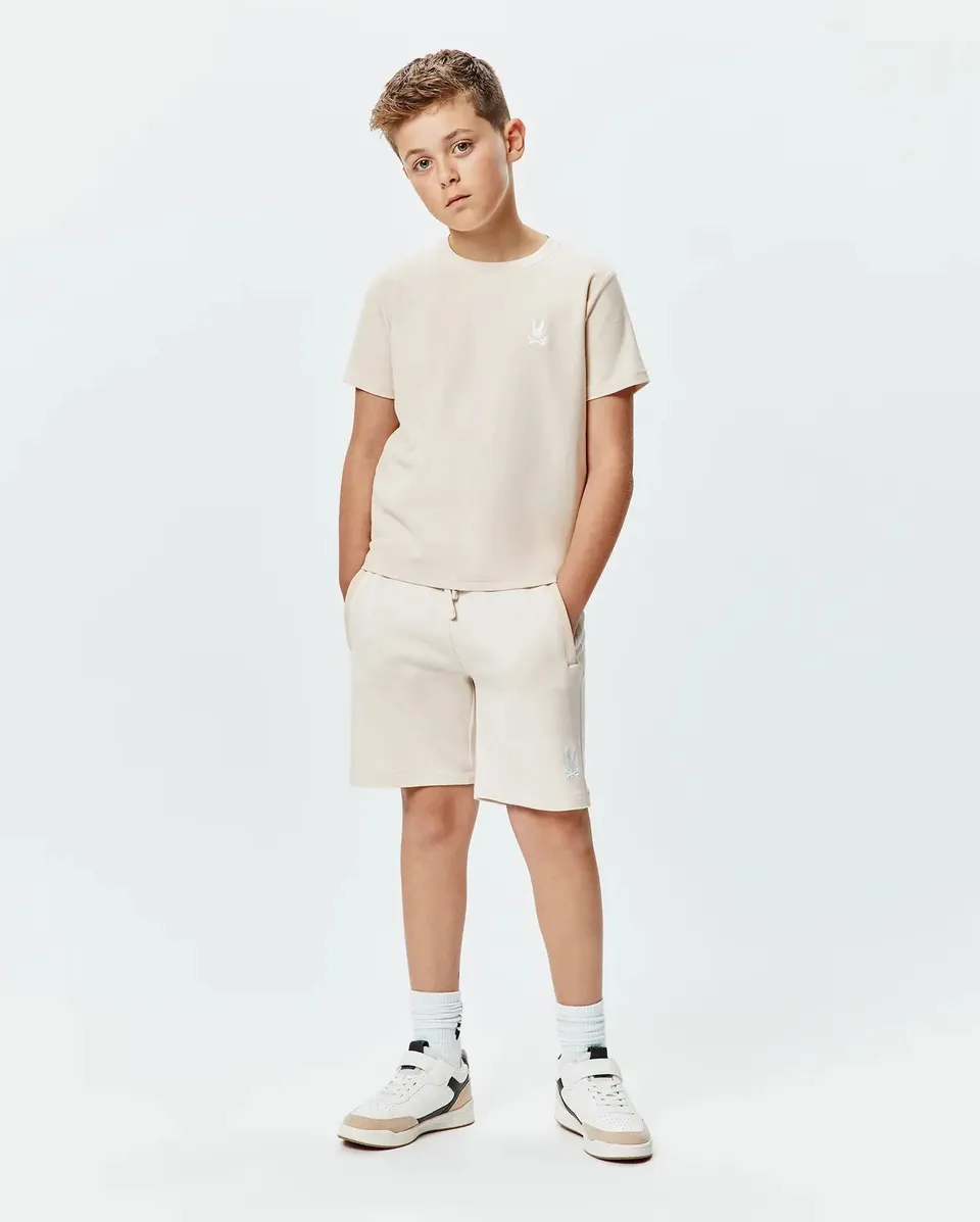 Psycho Bunny Kids Bottoms Keith short bambino beige in cotone