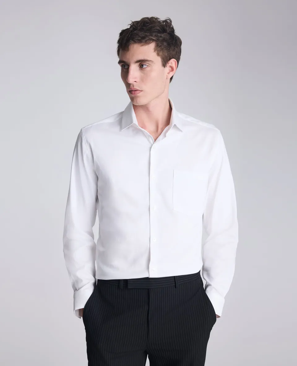 Kenneth Cole Reaction REACTION Slim-Fit Button-Down Dress Shirt camicia bianca slim