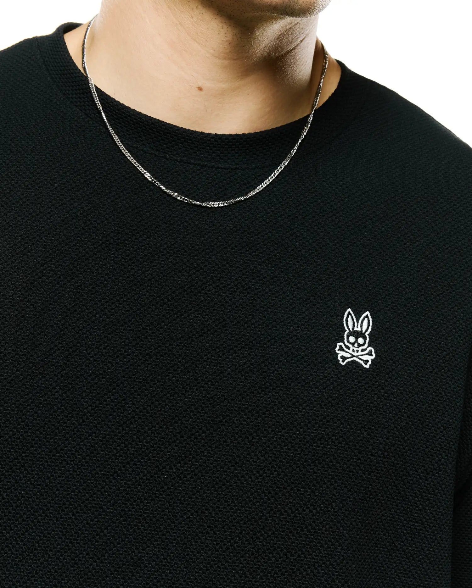 Psycho Bunny Men's Tees Nasir Textured Oversized-Fit Tee MT0200576 t-shirt nera elasticizzata