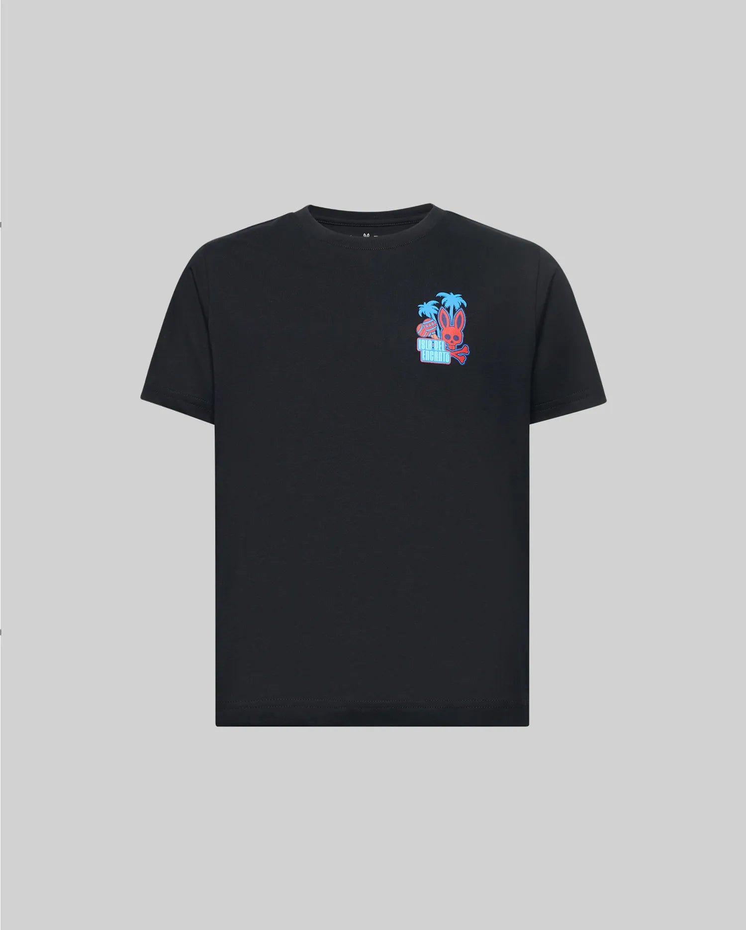 Psycho Bunny Kids Tees Puerto Rico T-shirt nera regular cotone Pima
