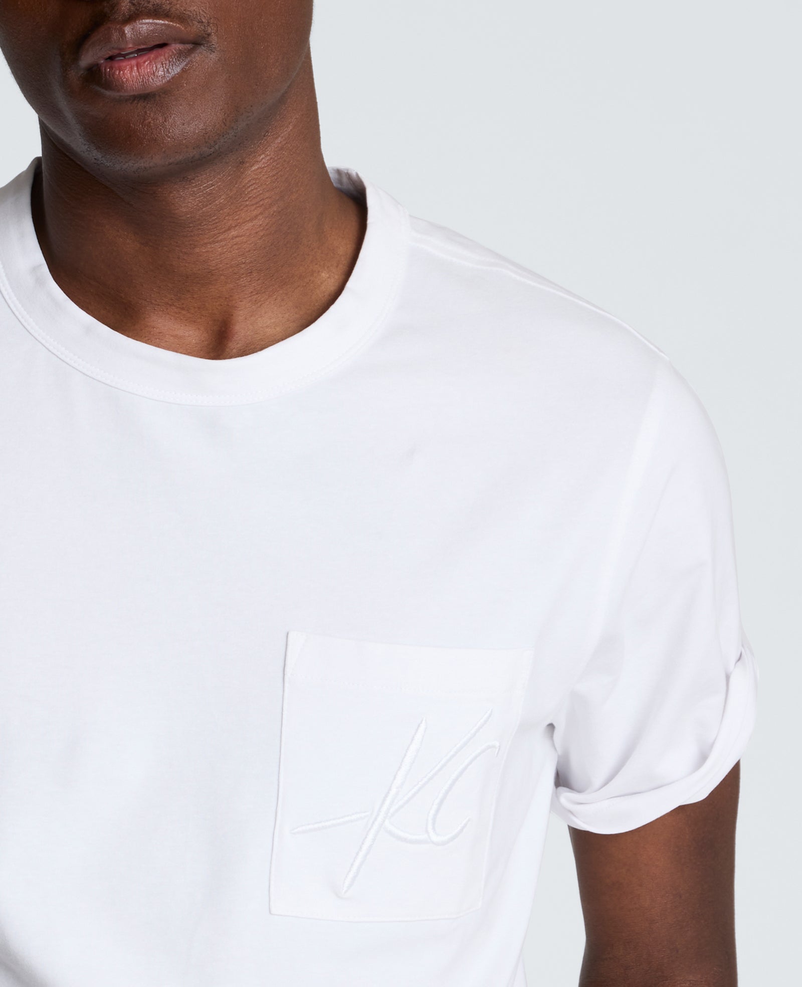 Kenneth Cole Reaction Crew Tee with Pocket maglietta bianca oversize