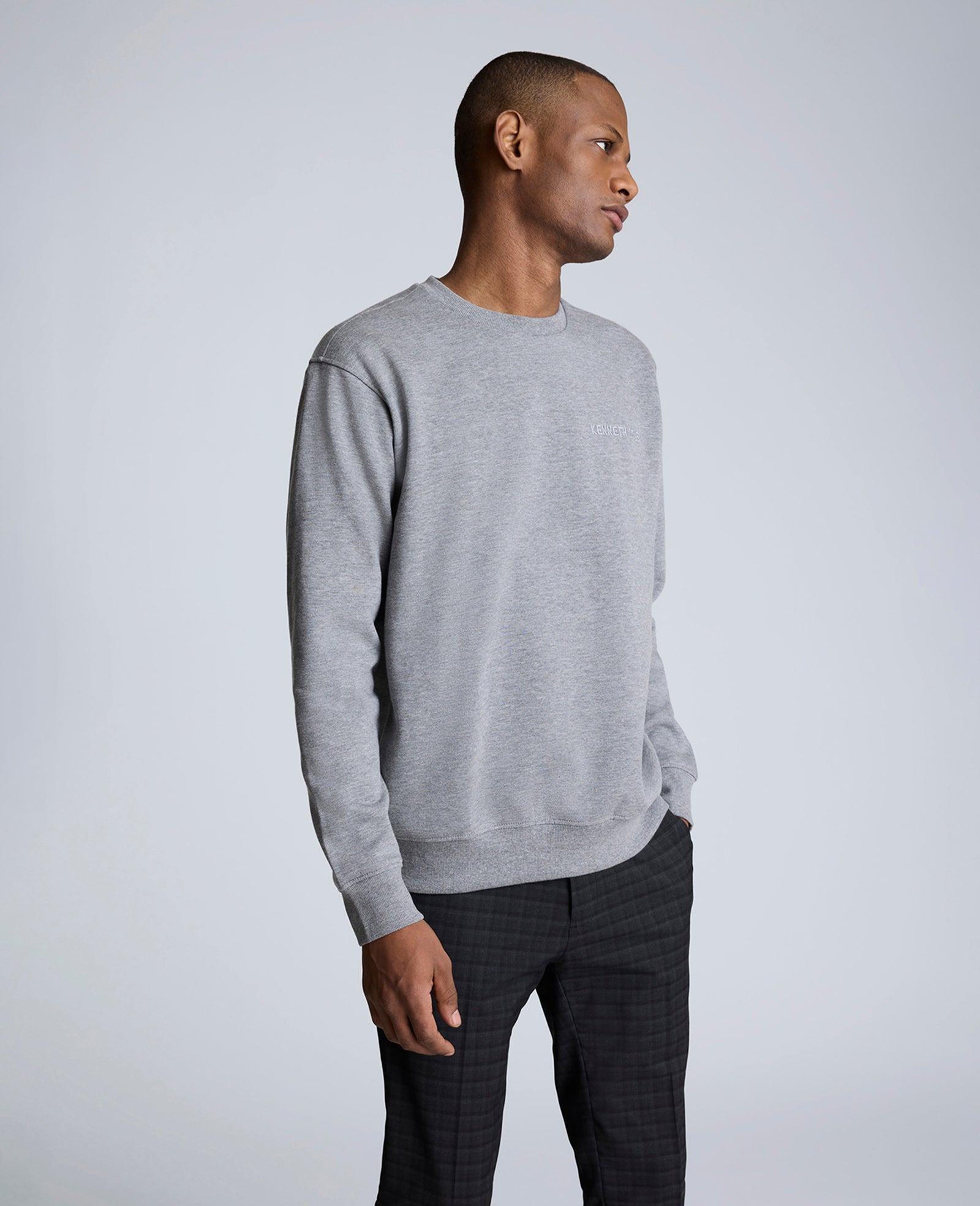 Kenneth Cole Reaction Clothing Kenneth Cole Embroidered Logo Sweatshirt felpa grigia