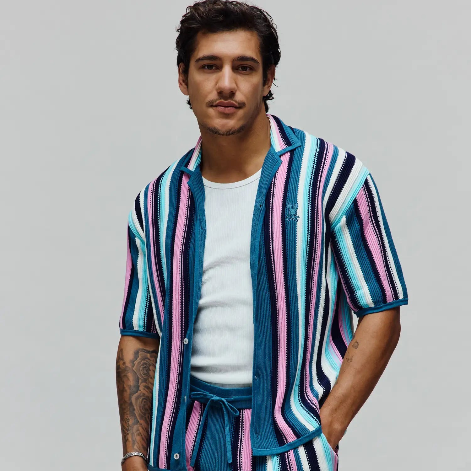Psycho Bunny Men's Shirts Cliff Shirt camicia Antigua Sand in cotone