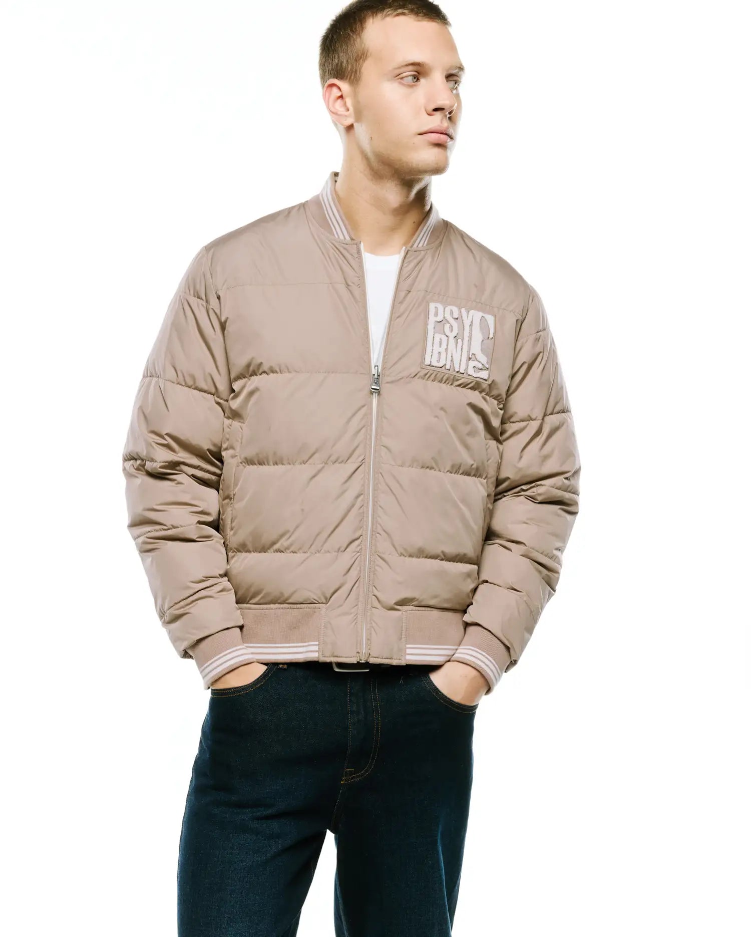 Psycho Bunny Jackets Franco bomber reversibile taupe grey XXS-XXXL in poliestere