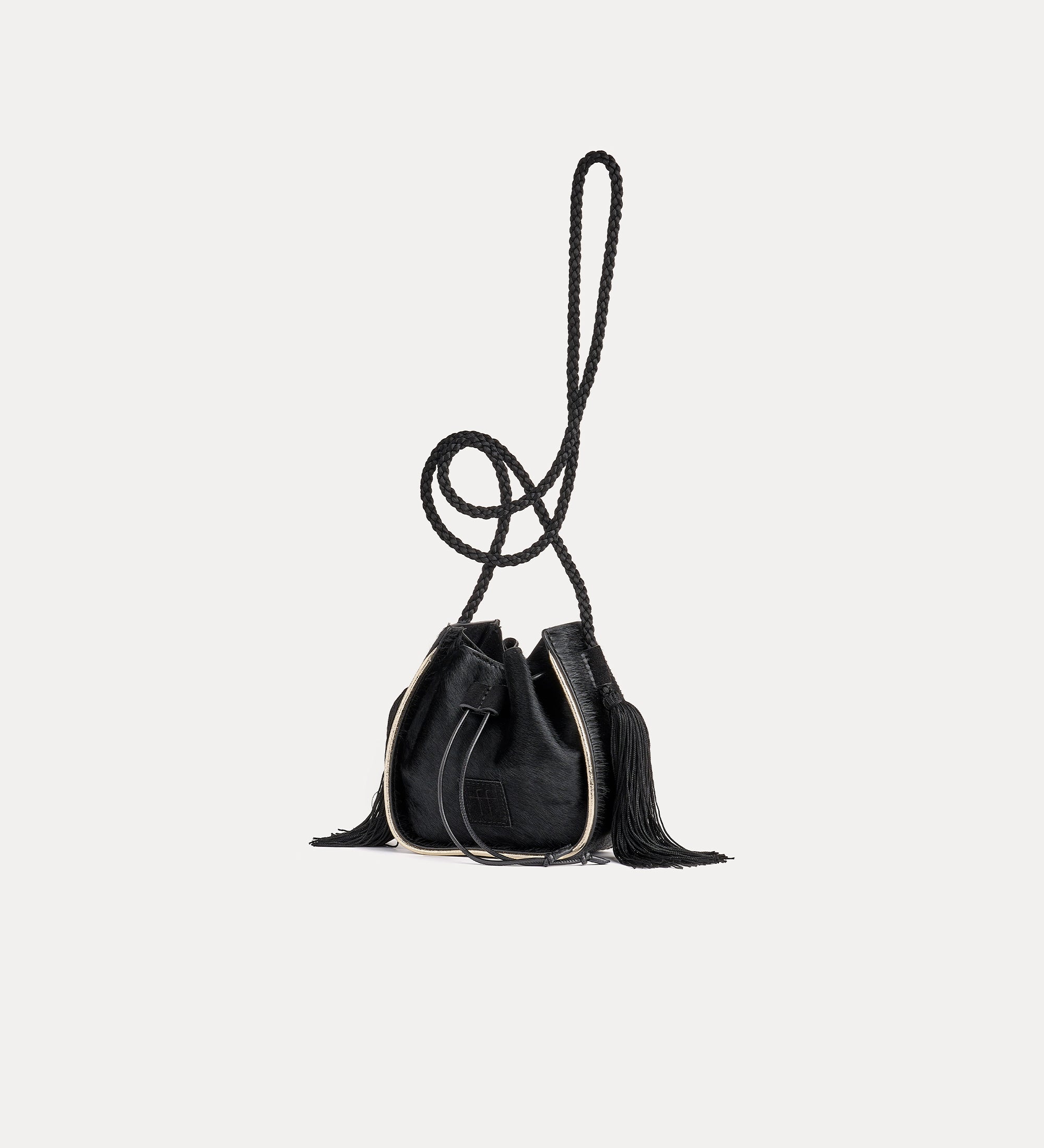 Forte borse e cinture “my pepita” mini bucket bag borsa mini nera U pony skin