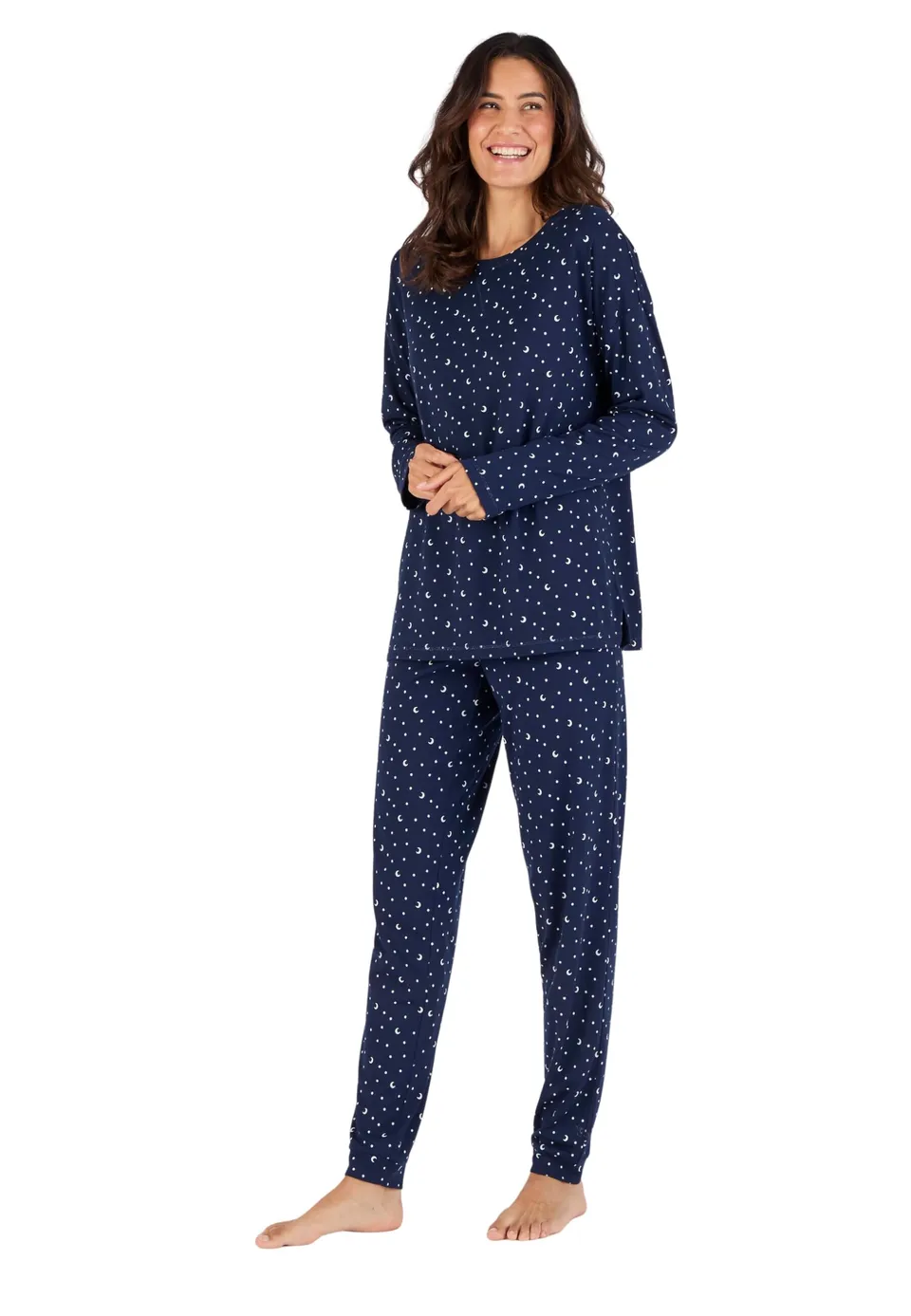 Damart Homewear Pigiama Thermolactyl in maglia jersey blu stampato XS 34-36