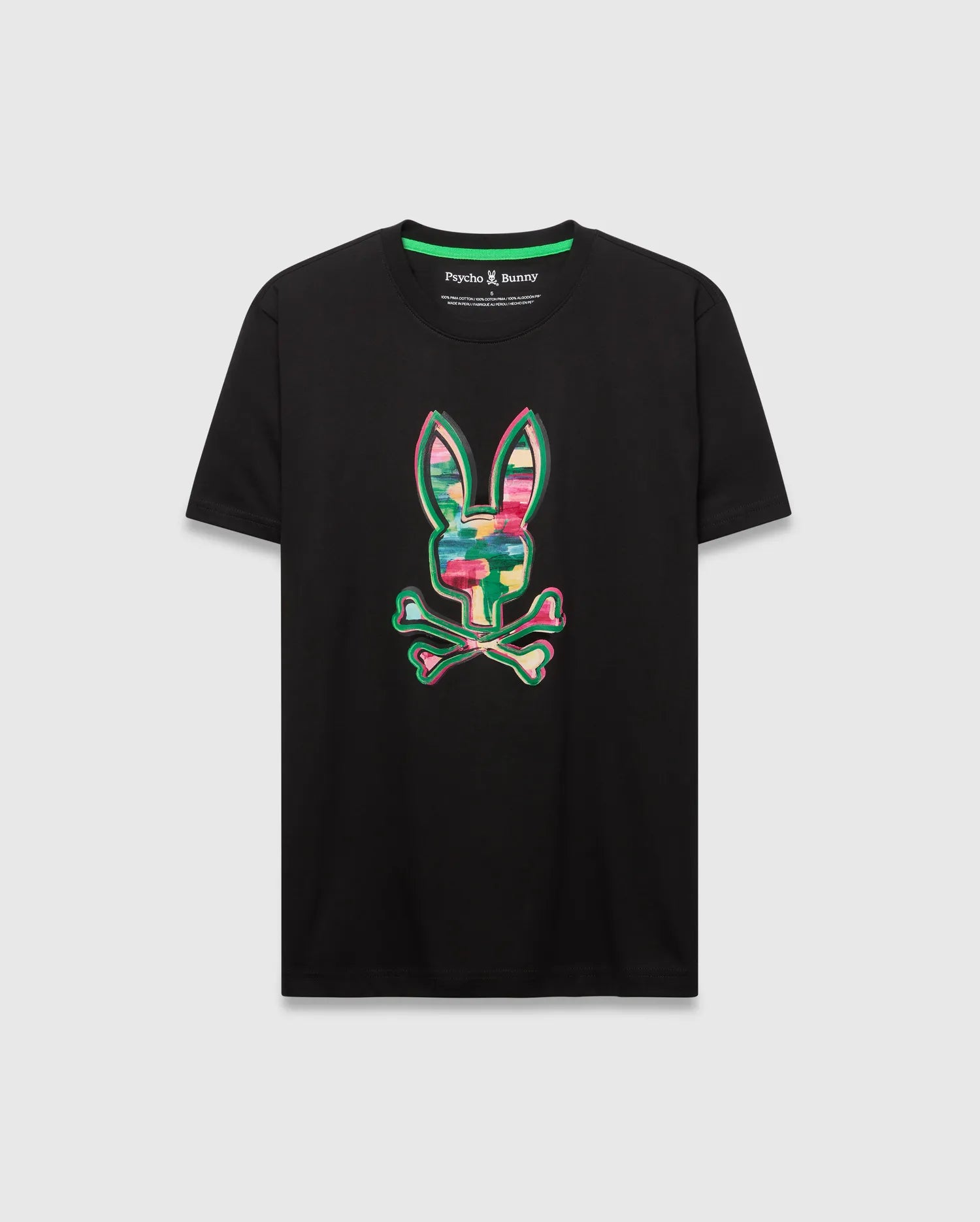 Psycho Bunny Men's Tees MENS NATE GRAPHIC TEE MT0200307 t-shirt nera cotone Pima