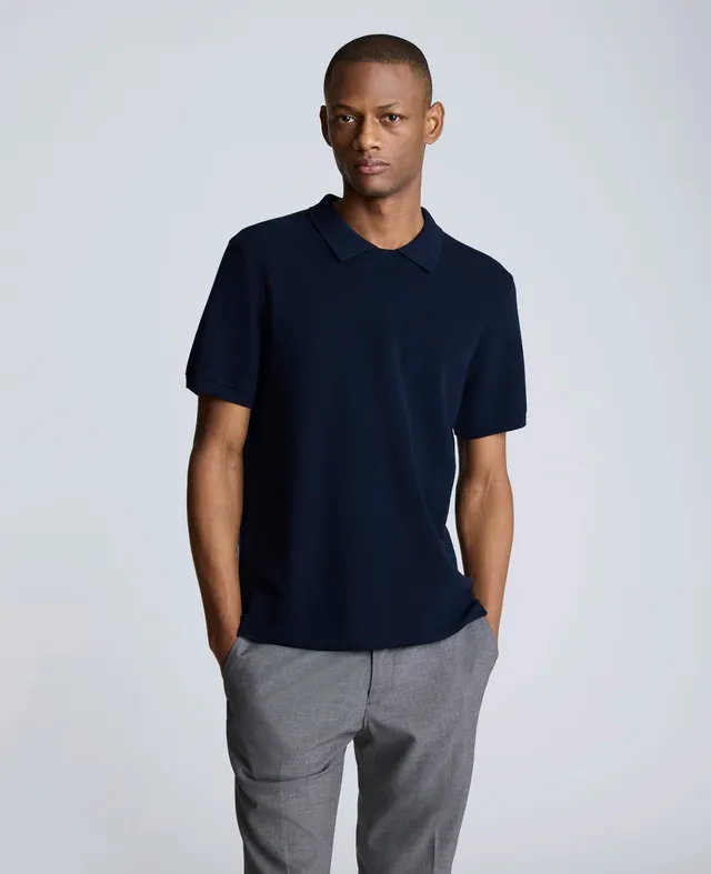 Kenneth Cole Reaction Clothing Short Sleeve Polo Sweater maglia polo blu navy