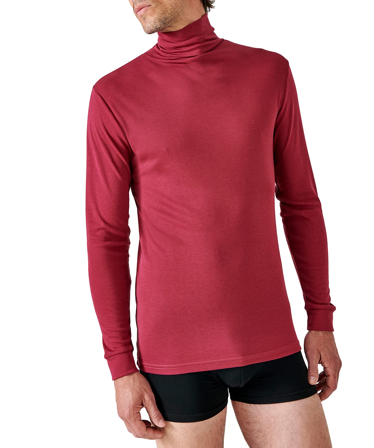 Damart Prêt-à-porter Maglietta a maniche lunghe a costine Rosso borgogna S maglia donna