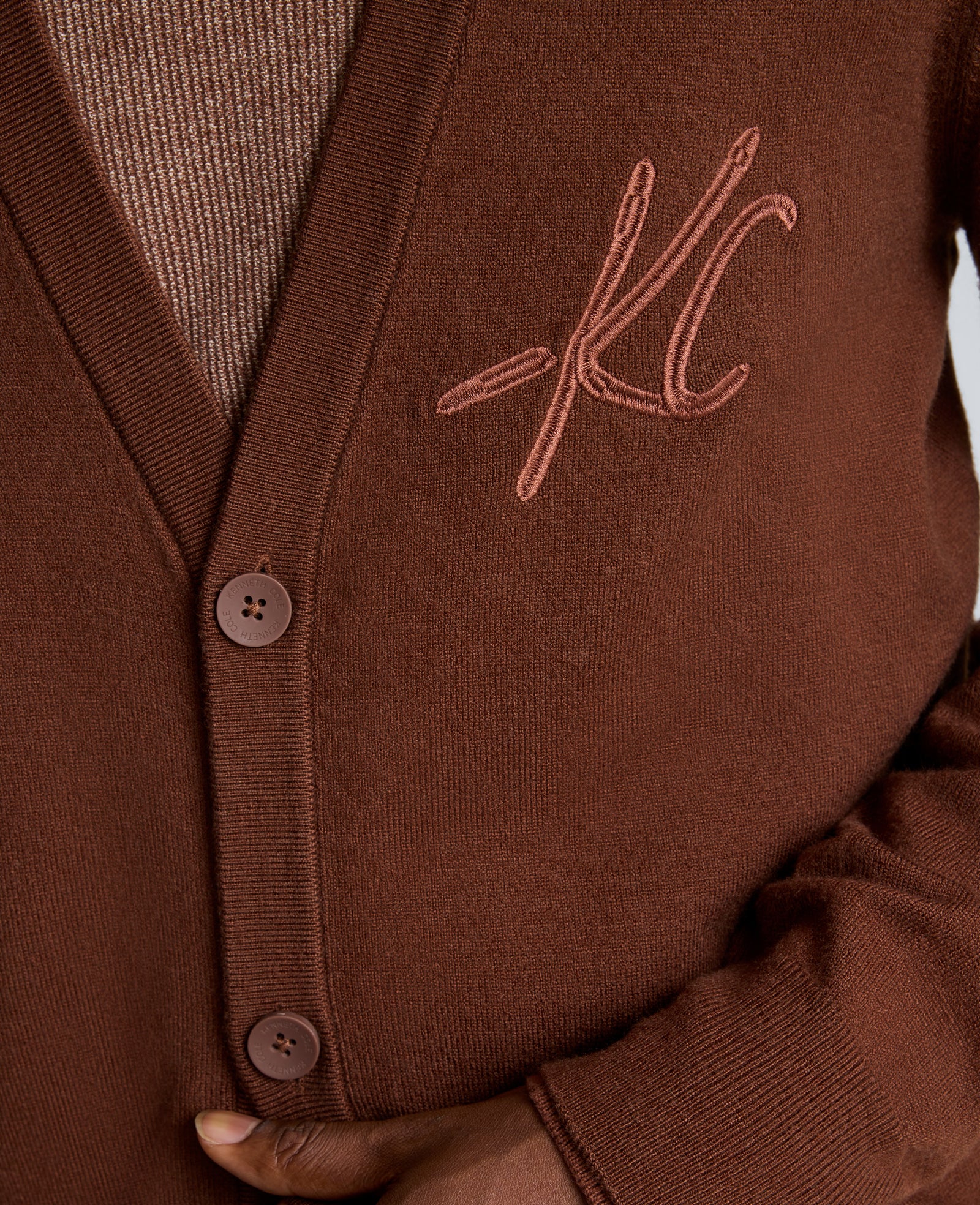 Kenneth Cole Reaction Clothing Logo Cardigan cardigan Brick