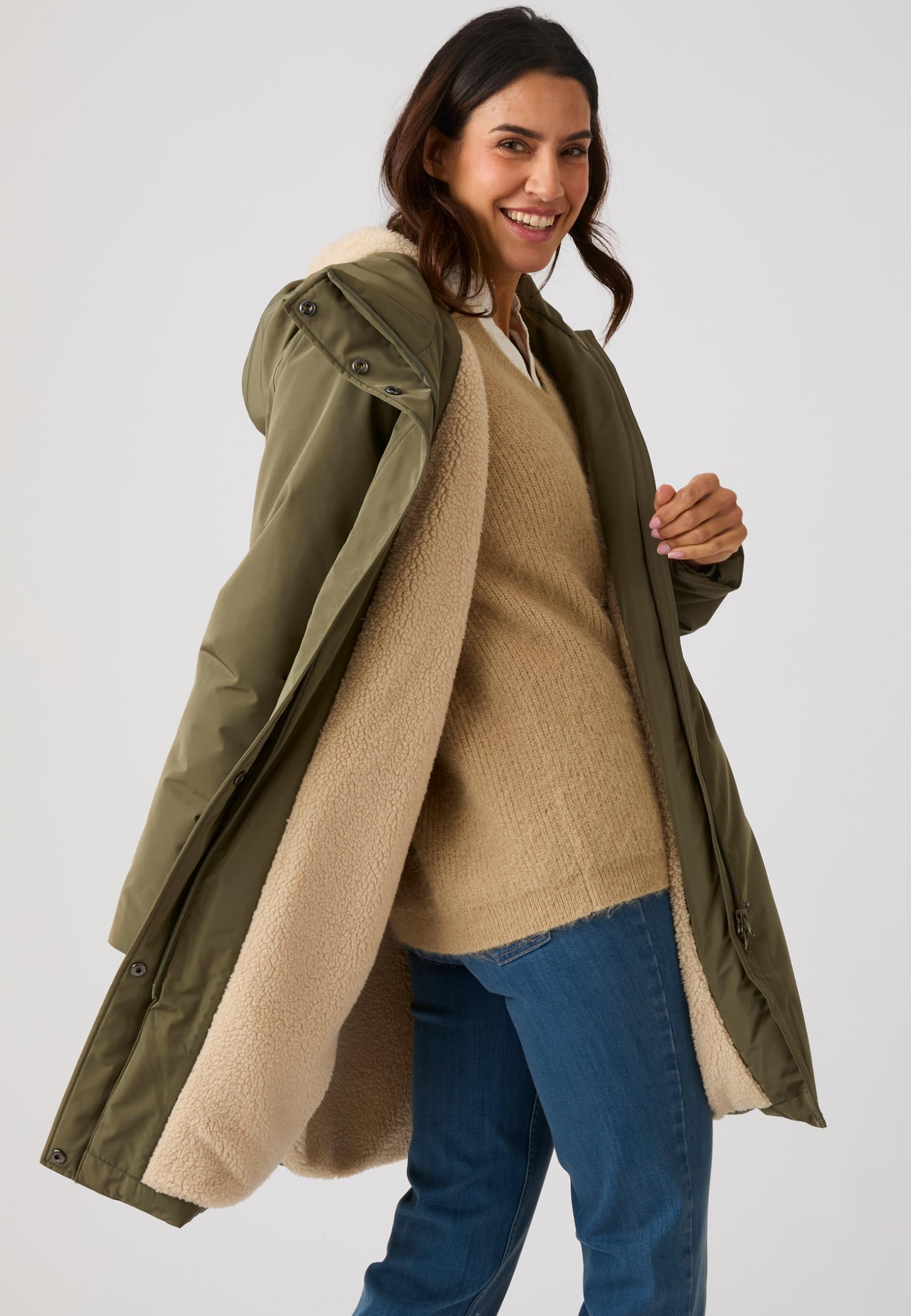 Damart Thermolactyl RainProtect parka donna blu marino e verde kaki