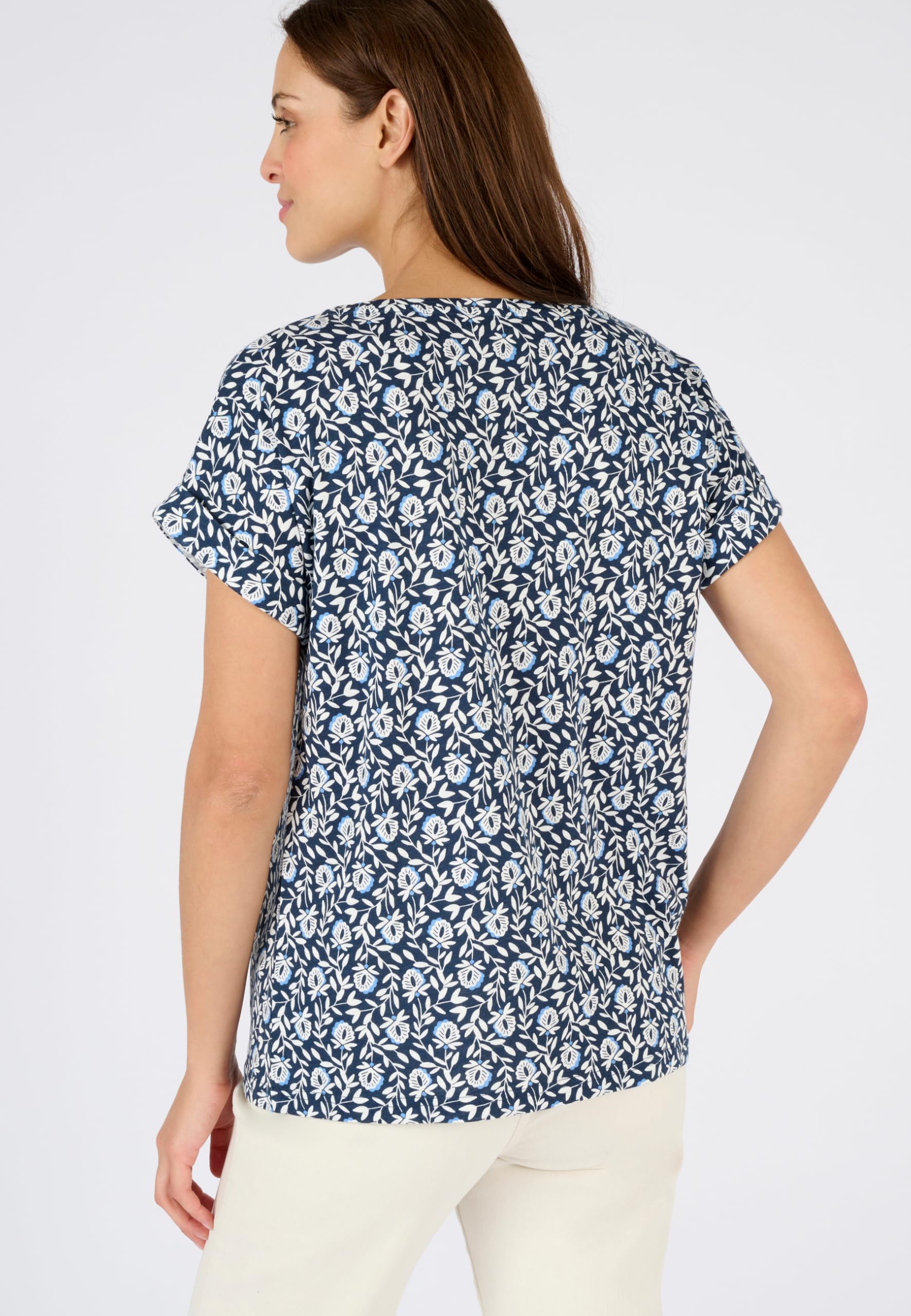 Damart Prêt-à-porter T-shirt Fiammato con stampa vegetale 42-44 cotone modal