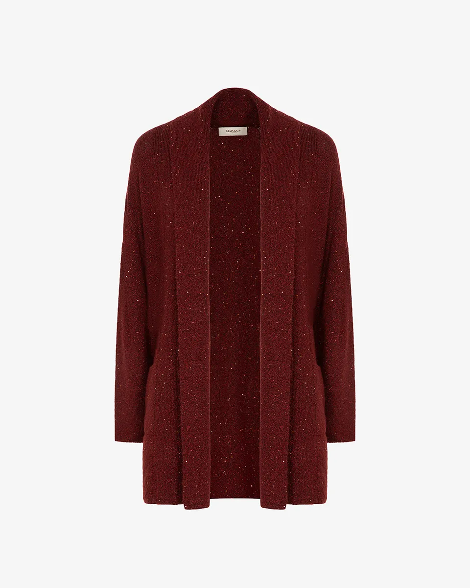 Markup Donna Maglieria Cardigan ampio con filo paillettes con cintura