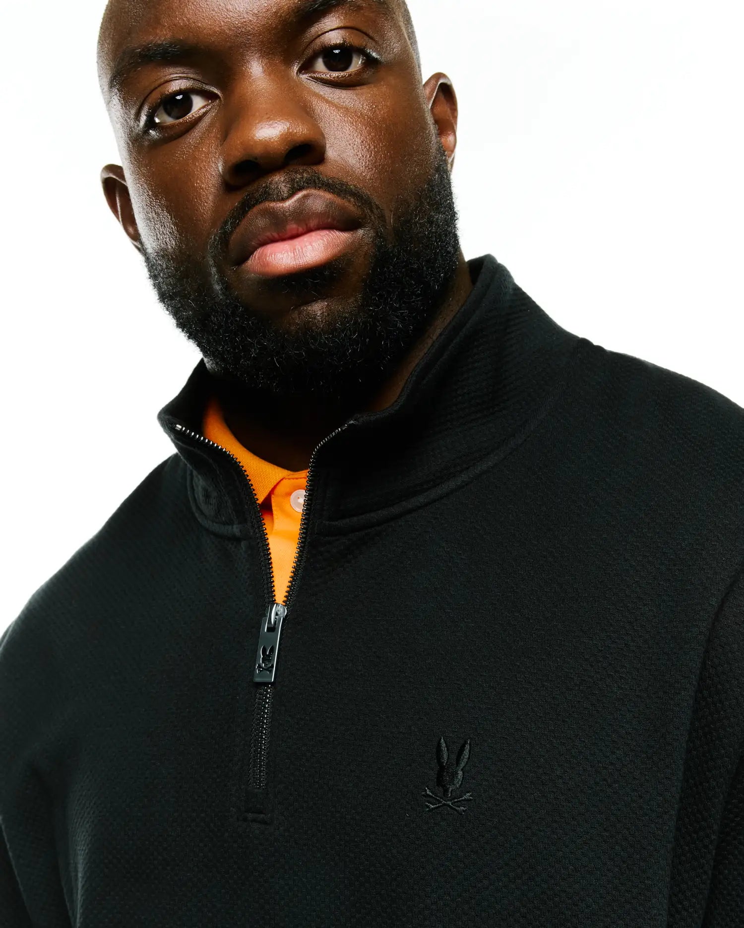 Psycho Bunny Big & Tall BIG AND TALL MARC ZIP SWEATSHIRT BT0500018 felpa nera con zip