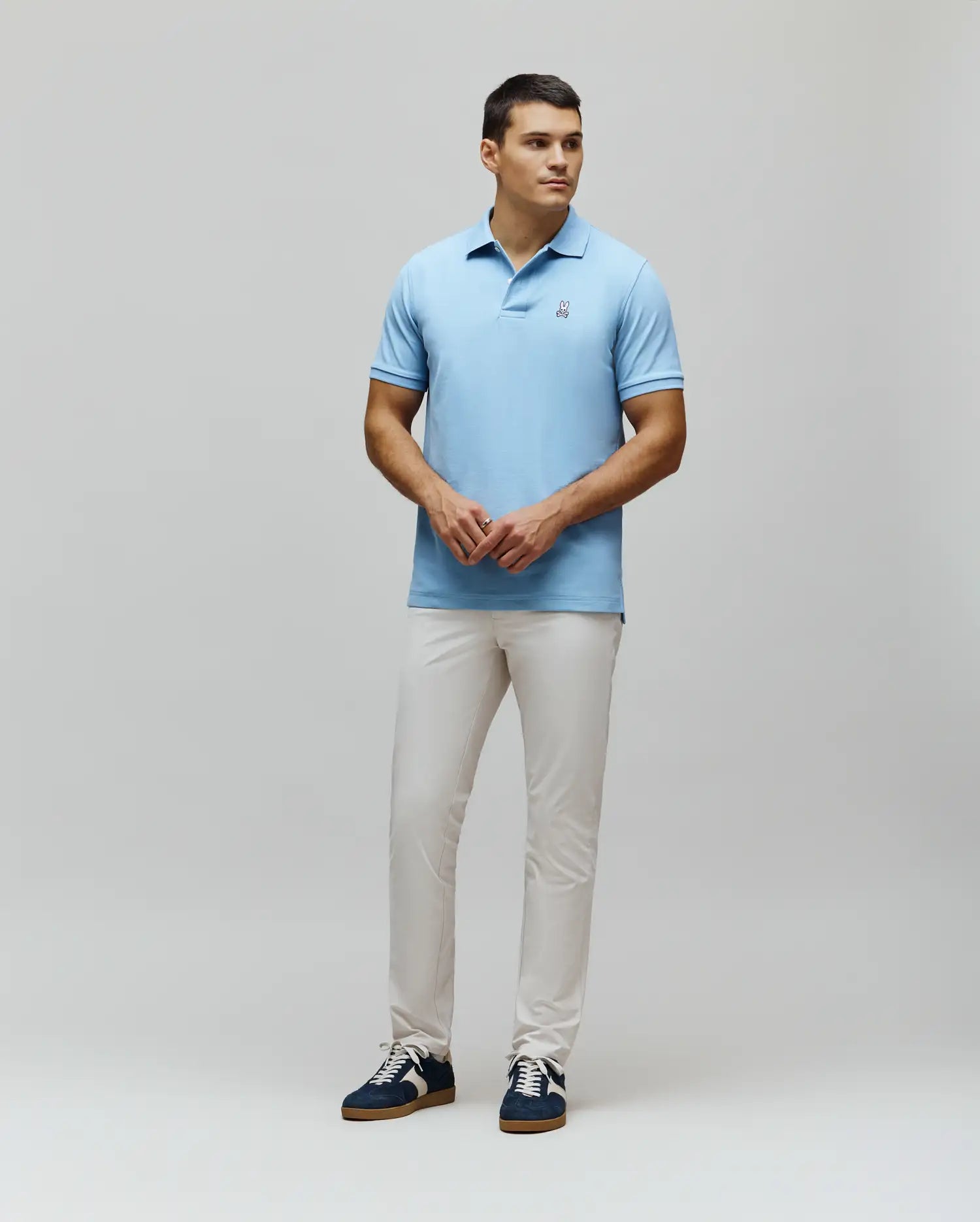Psycho Bunny Men's Polos Classic Pique Polo B6K001F200 polo blu in piqué