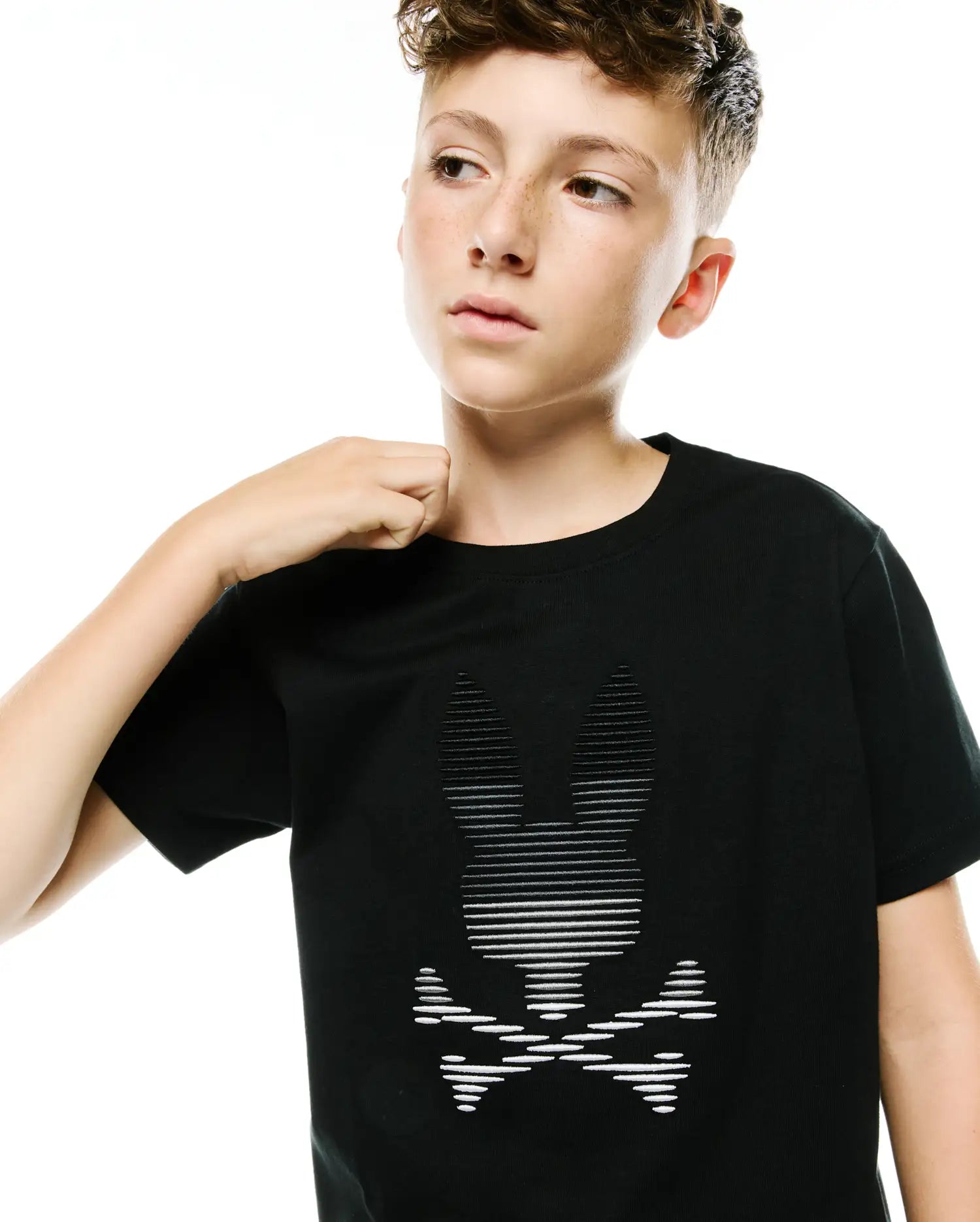 Psycho Bunny Kids Tees Slade Pima Graphic Tee KT0200282 maglietta nera in cotone Pima
