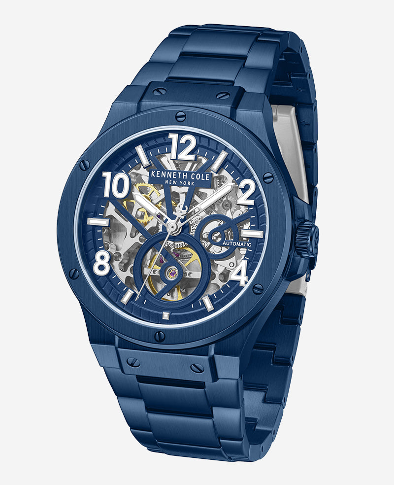 Kenneth Cole Reaction Watches Skeleton Automatic orologio blu automatico