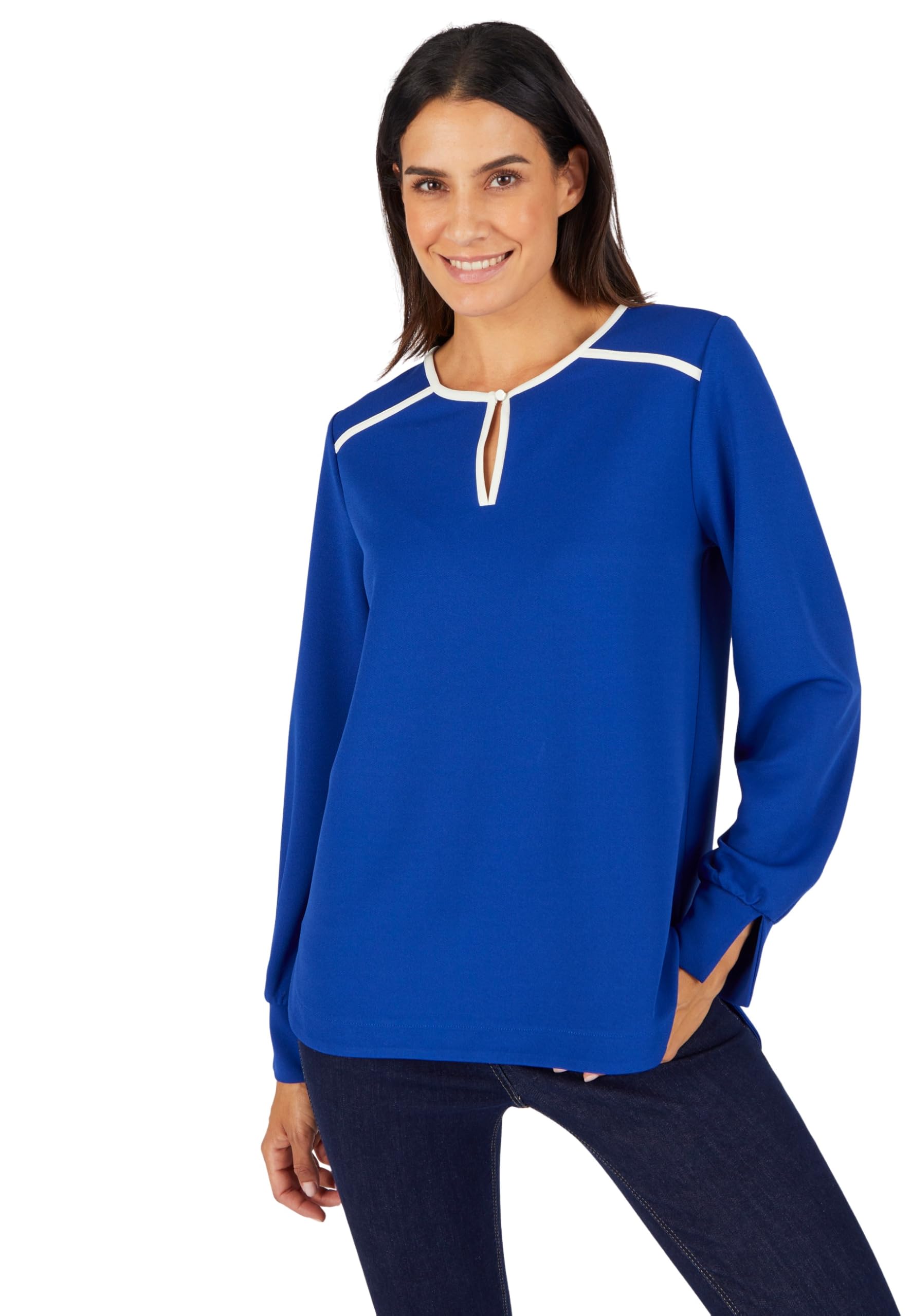 Damart Prêt-à-porter Tunica in maglia crespa stretch blu 34/36
