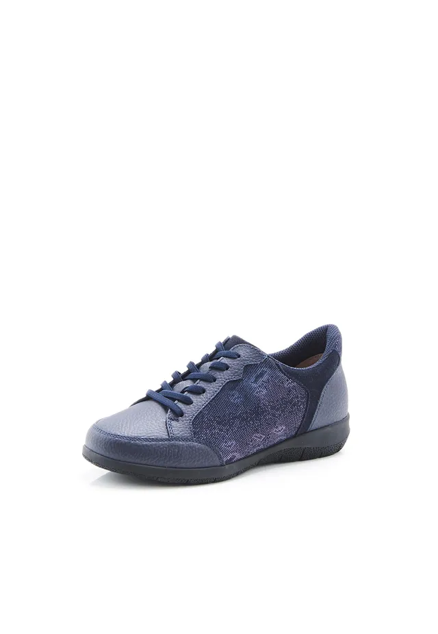 Damart Calzature derby con lacci elasticati Amortyl donna blu marino animale 36