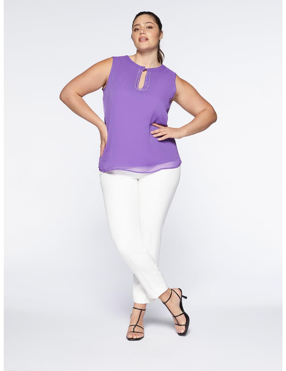 Fiorella Rubino Top e t-shirt Top con Ricamo Curvy Size Primavera Estate 2024 L Plus strass