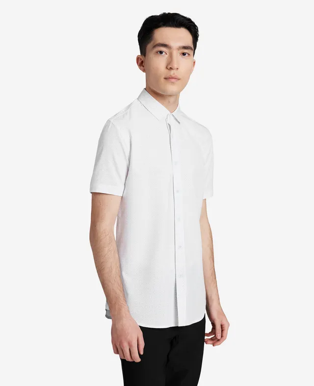 Kenneth Cole Reaction Clothing Stretch Short Sleeve Button-Down Shirt camicia bianca