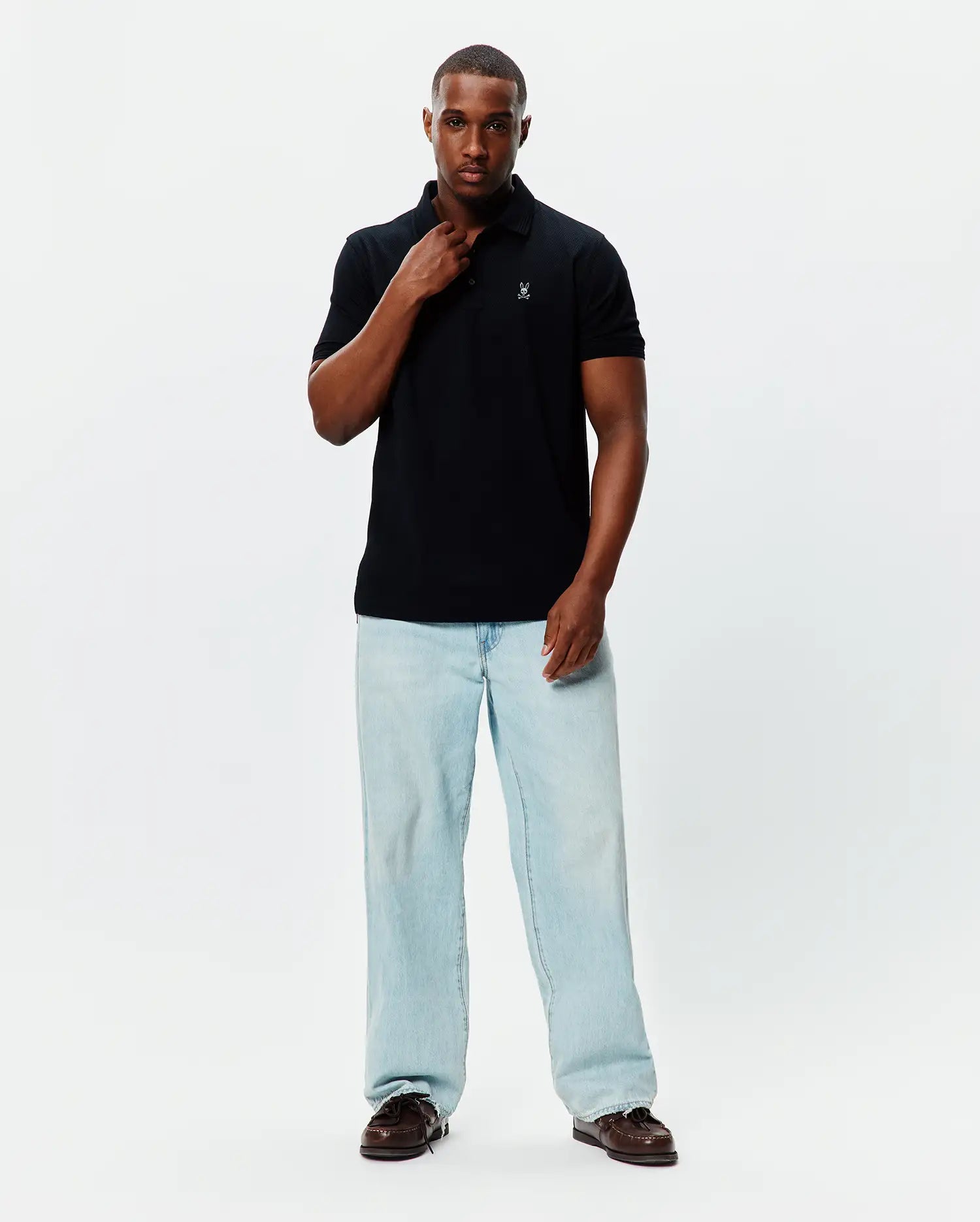 Psycho Bunny Men's Polos Tiernan Lightweight Pique polo uomo nera vestibilità regular