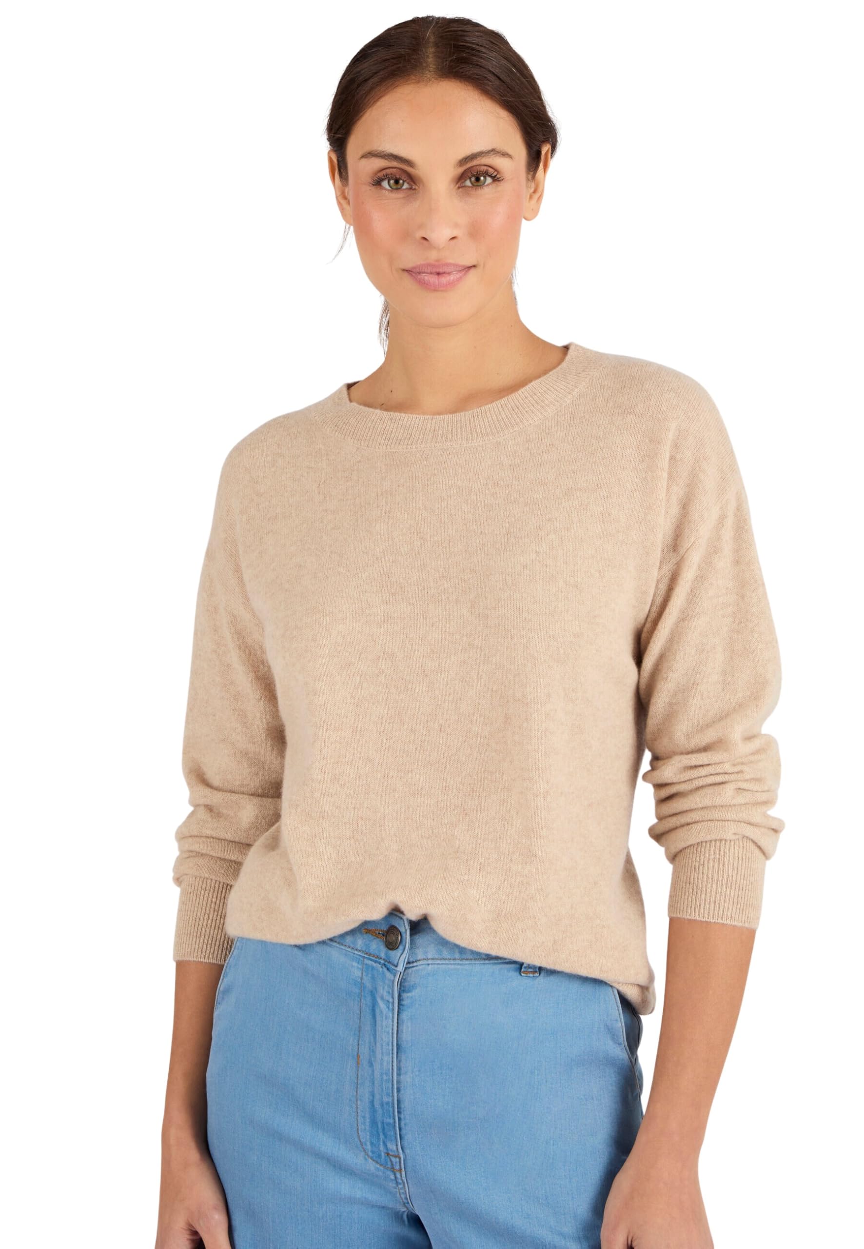 Damart Prêt-à-porter maglione donna nero girocollo in cashmere 38-40
