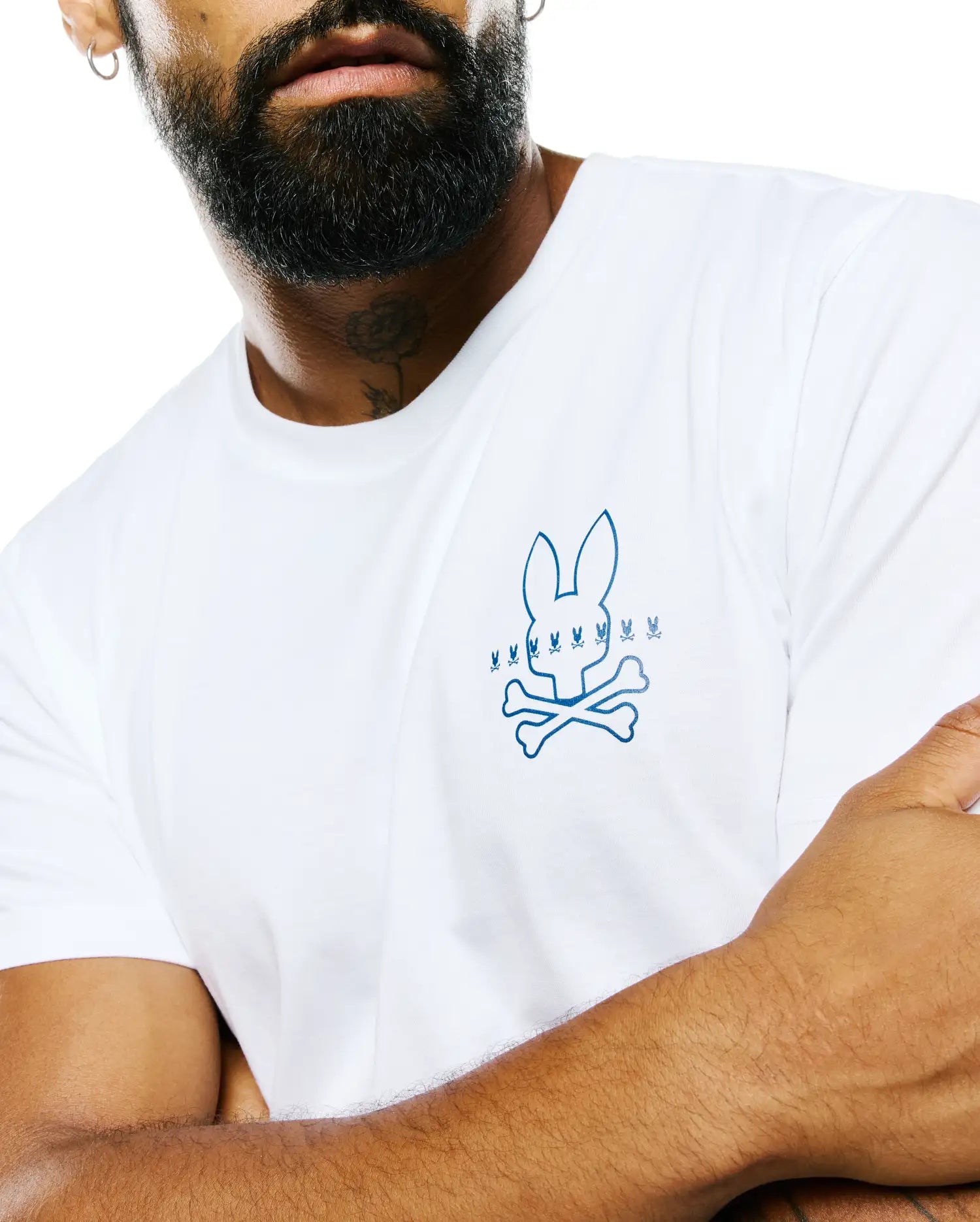 Psycho Bunny Men's Tees Mens Piers Pima Cotton Back Graphic Tee MT0200366 maglietta bianca