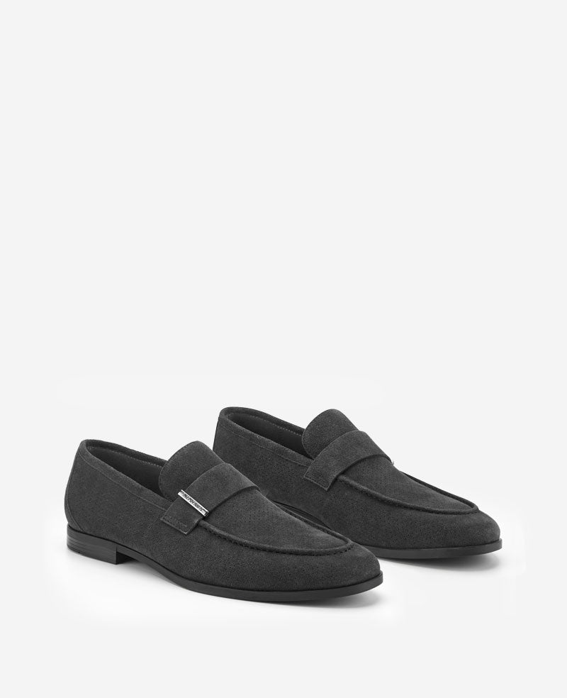 Kenneth Cole Reaction Shoes Sylvan Slip-on Loafer mocassino scamosciato antracite 7M