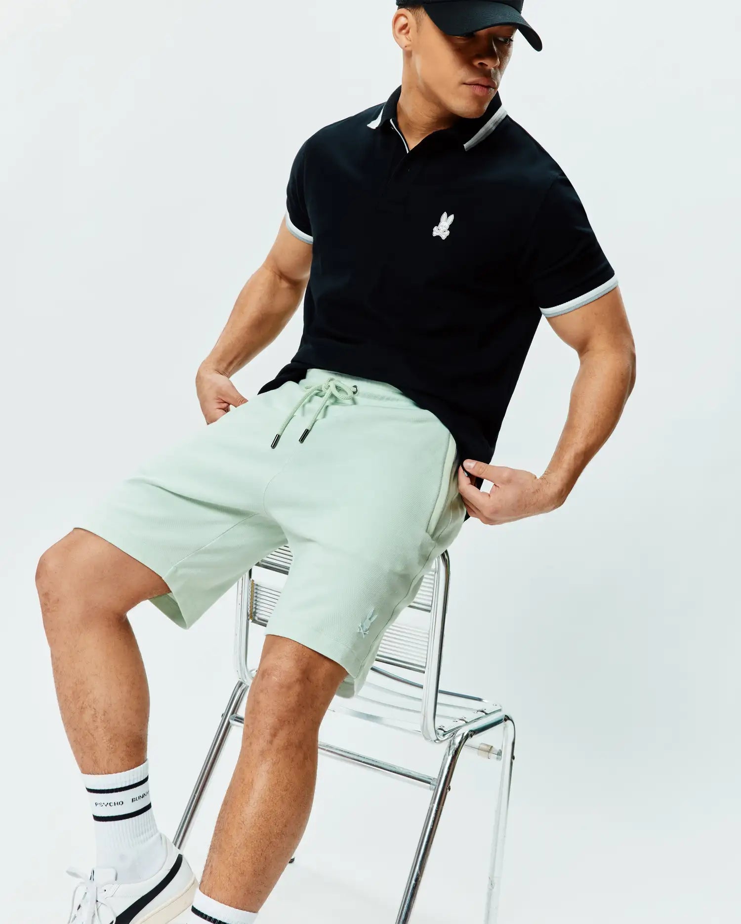 Psycho Bunny Men's Shorts Keith Short 8" MB0900045 bermuda Misty Jade in cotone