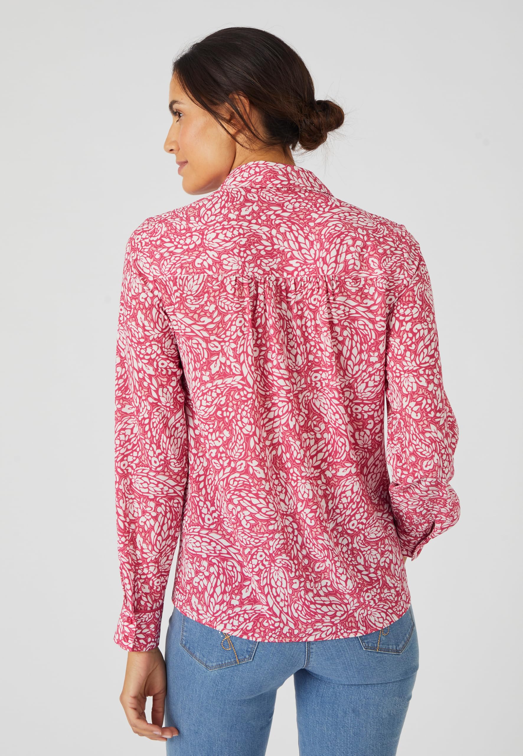 Damart Prêt-à-porter Camicetta Crepe Strutturata donna stampa fogliame