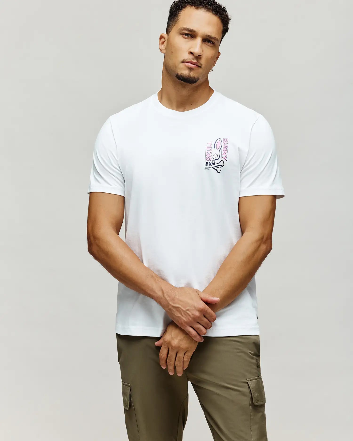 Psycho Bunny Men's Tees MENS SKULL BUNNY GRAPHIC TEE - MT0200330 T-shirt bianca Pima