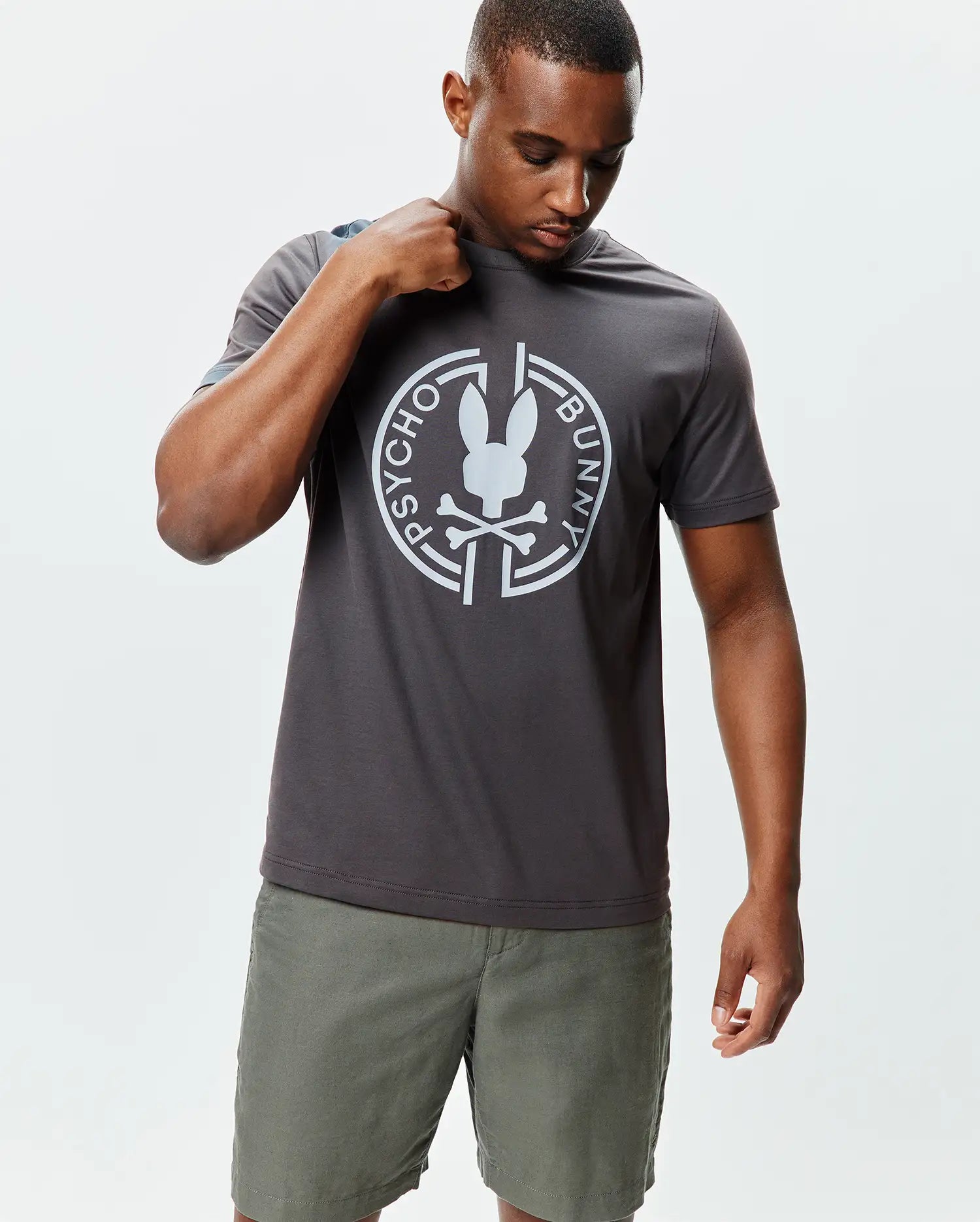 Psycho Bunny Men's Tees Santa Fe Graphic Tee MT0200611 T-shirt grigia