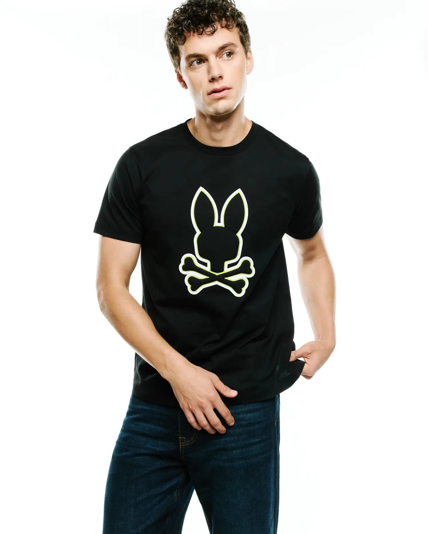 Psycho Bunny Men's Tees Bruno Graphic Tee maglietta nera