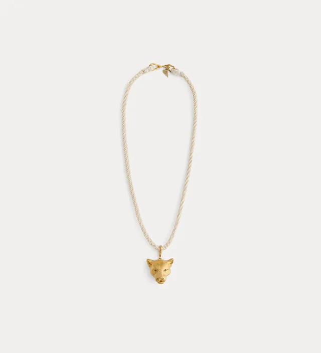 Forte gioielli rope necklace with puma sculpture collana seta taglia U