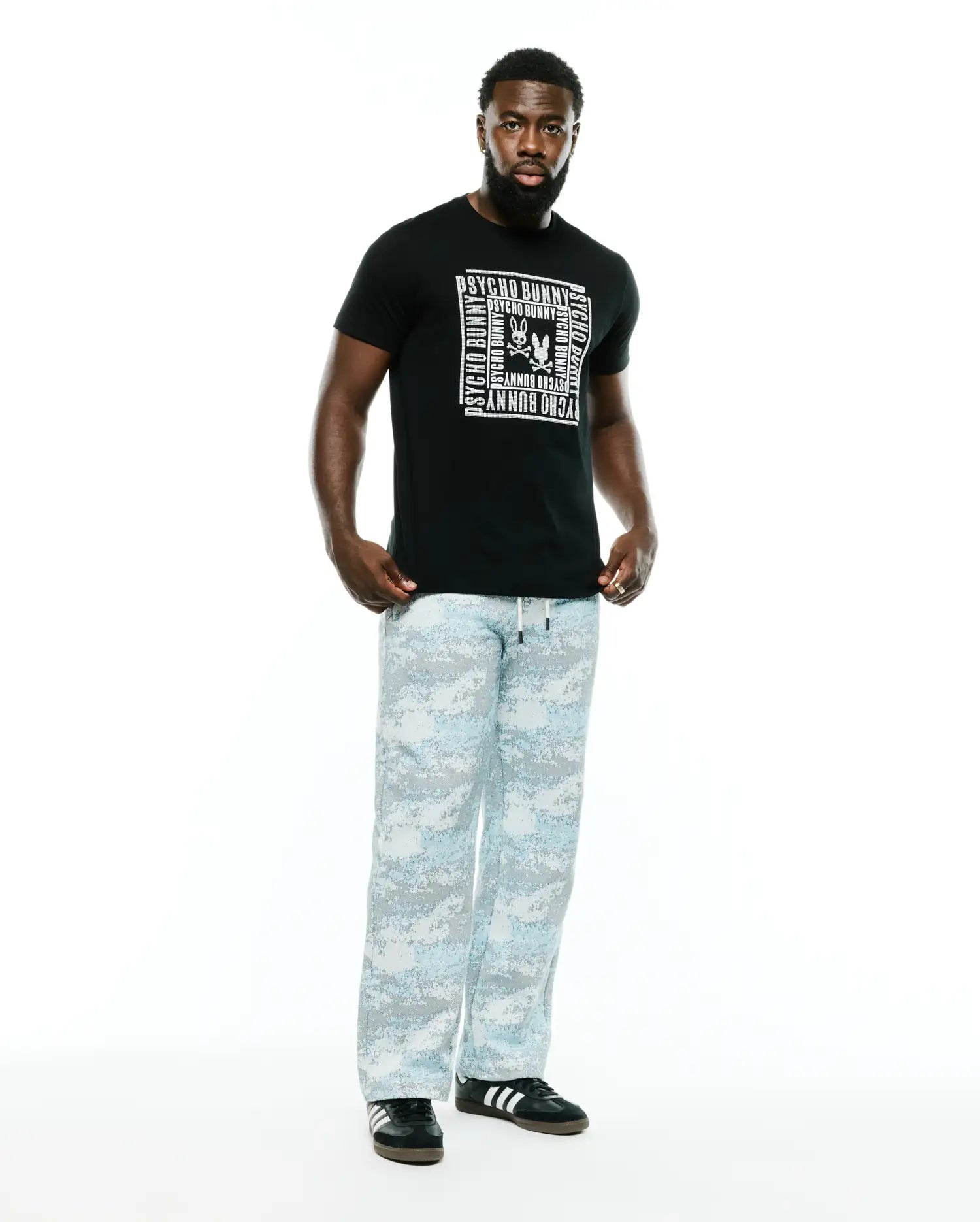 Psycho Bunny Men's Tees MEN'S RAJ WORDMARK GRAPHIC TEE - MT0200447 t-shirt nera