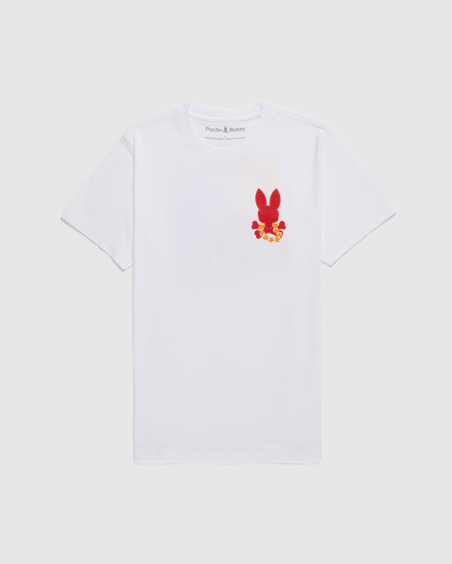 Psycho Bunny Men's Tees Hawaii City Tee B6U169Y1PC t-shirt bianca in cotone Pima
