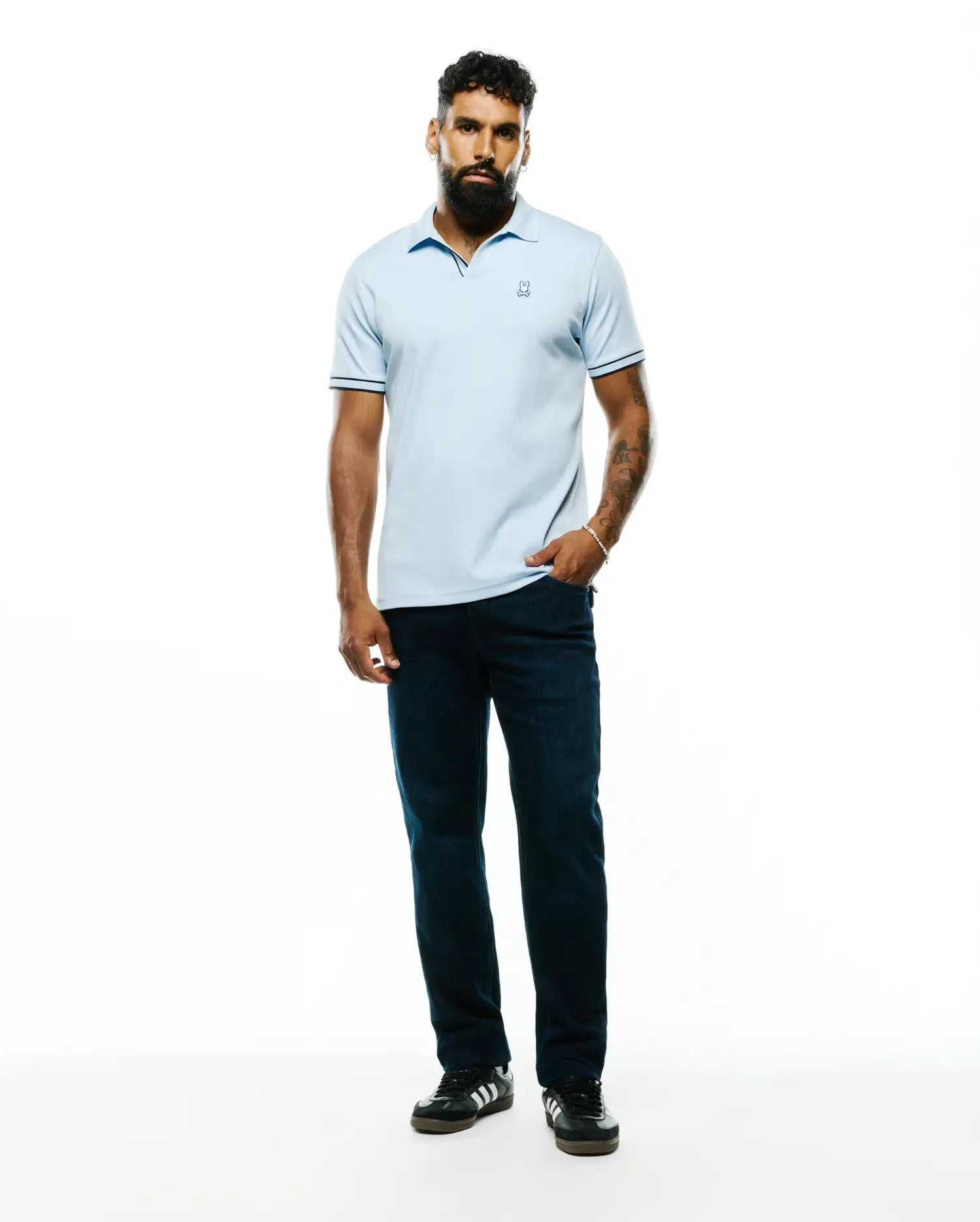 Psycho Bunny Men's Polos Nasser Pima Johnny Polo polo azzurra
