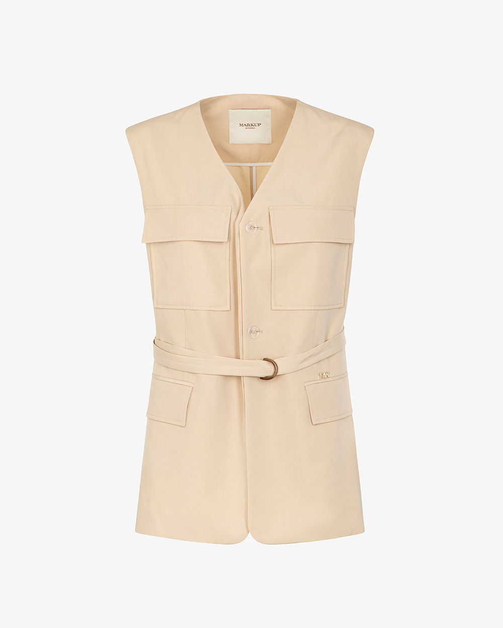 Markup Donna Giacche & Giubbotti Gilet tasconato in misto lino con cintura