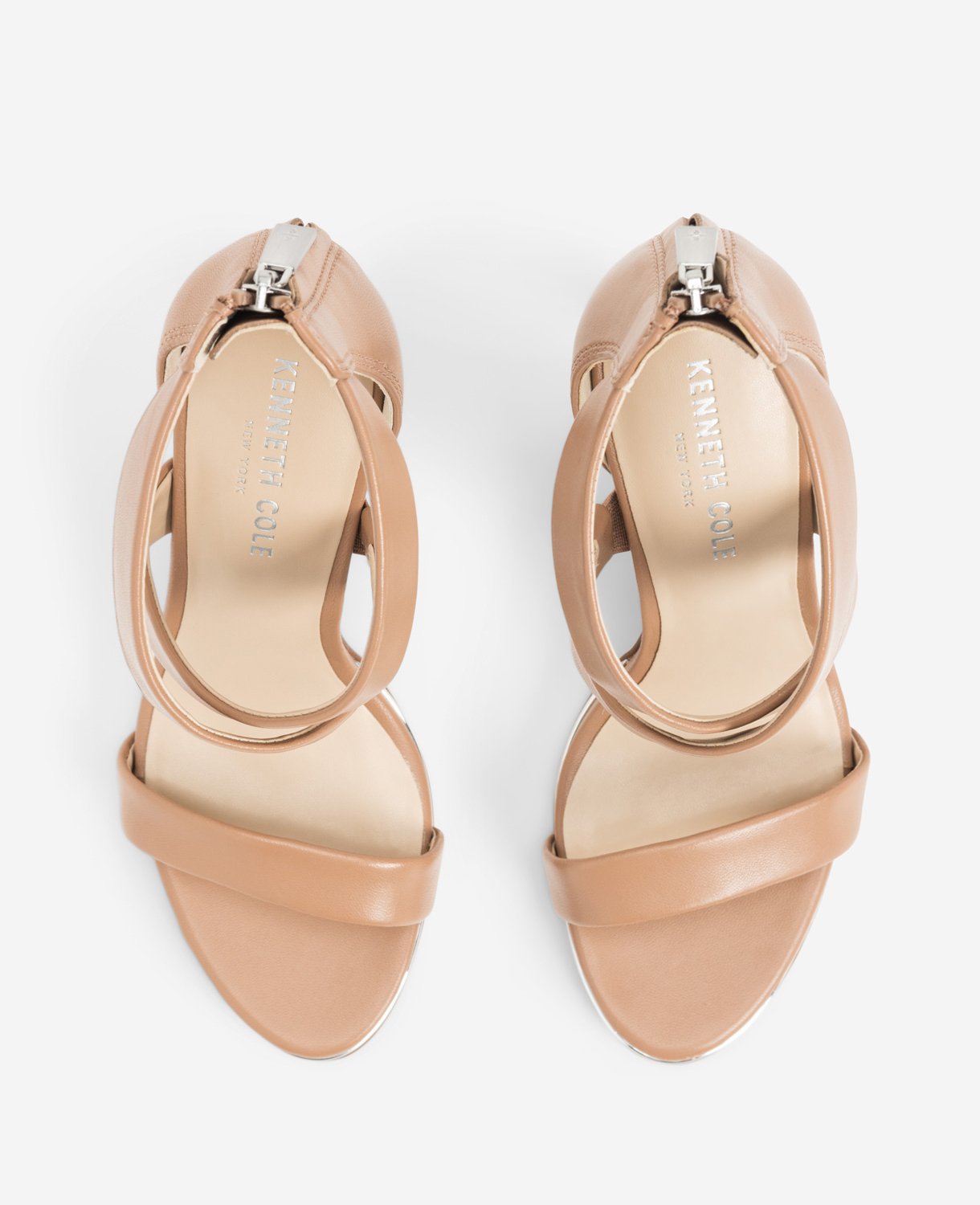 Kenneth Cole Reaction Shoes Brooke Cross Strap Heeled Sandal sandali tacco latte