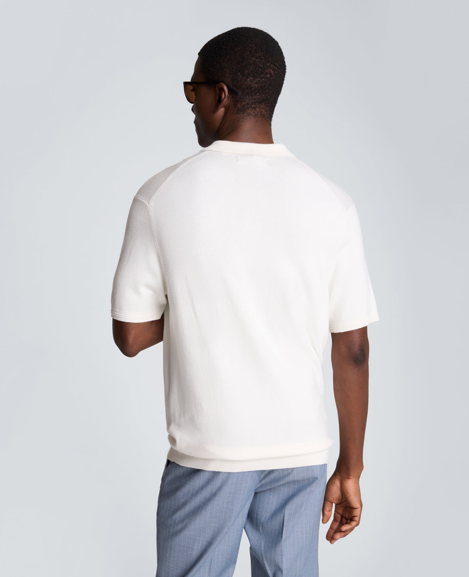 Kenneth Cole Reaction Clothing Short Sleeve Polo Sweater maglia polo bianca leggera