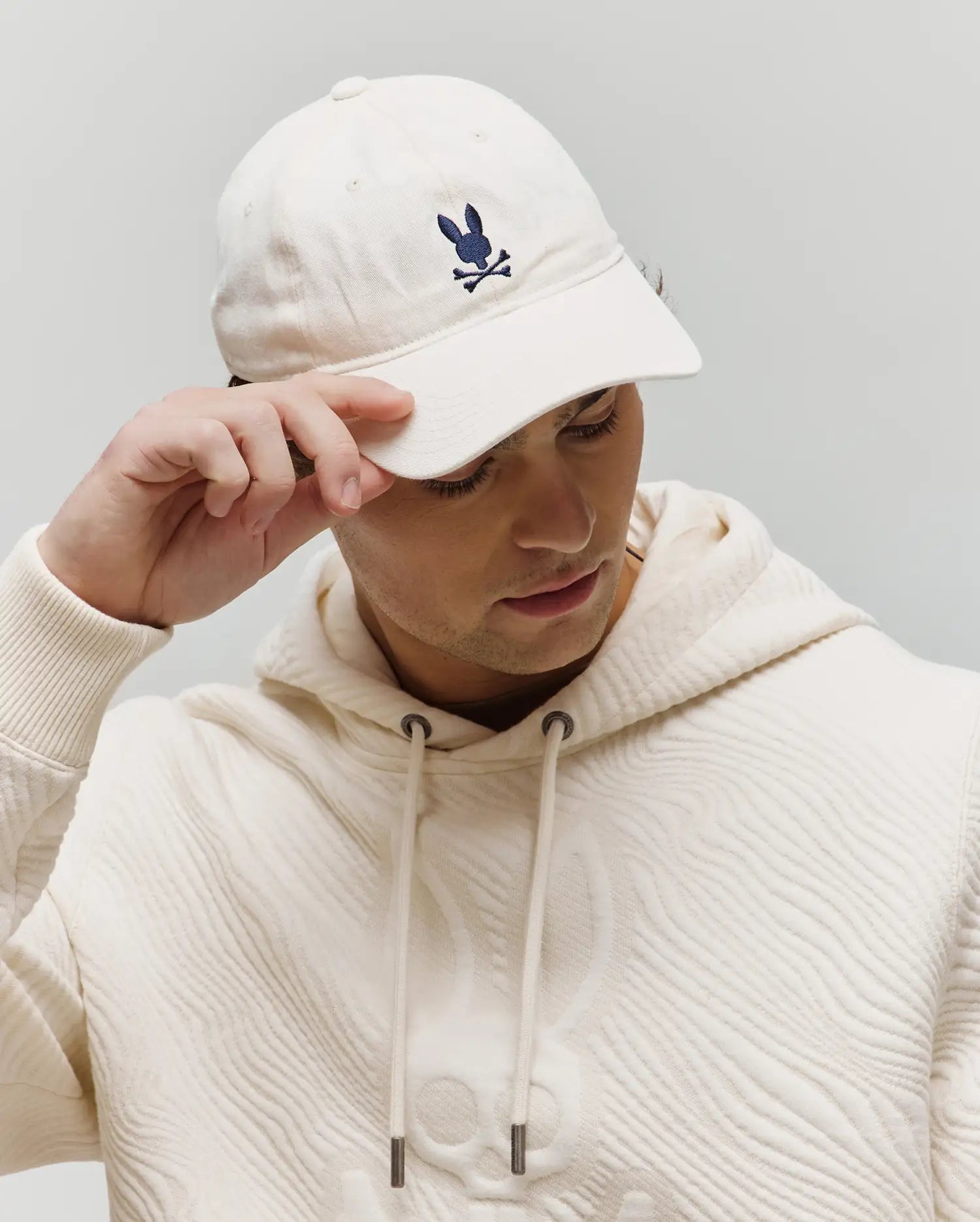 Psycho Bunny Accessories Jimmy Baseball Cap cappellino bianco cotone
