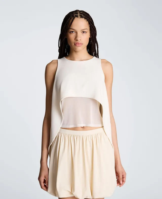 Kenneth Cole Reaction Clothing High Low Layer Tank canotta Oyster