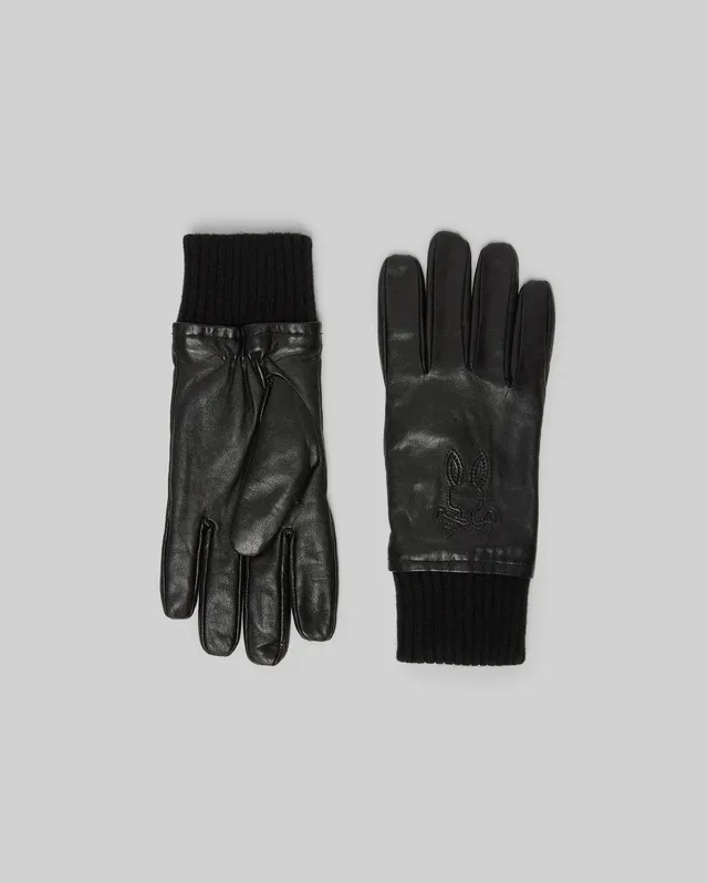 Psycho Bunny Accessories Leather Gloves guanti neri in pelle di capra