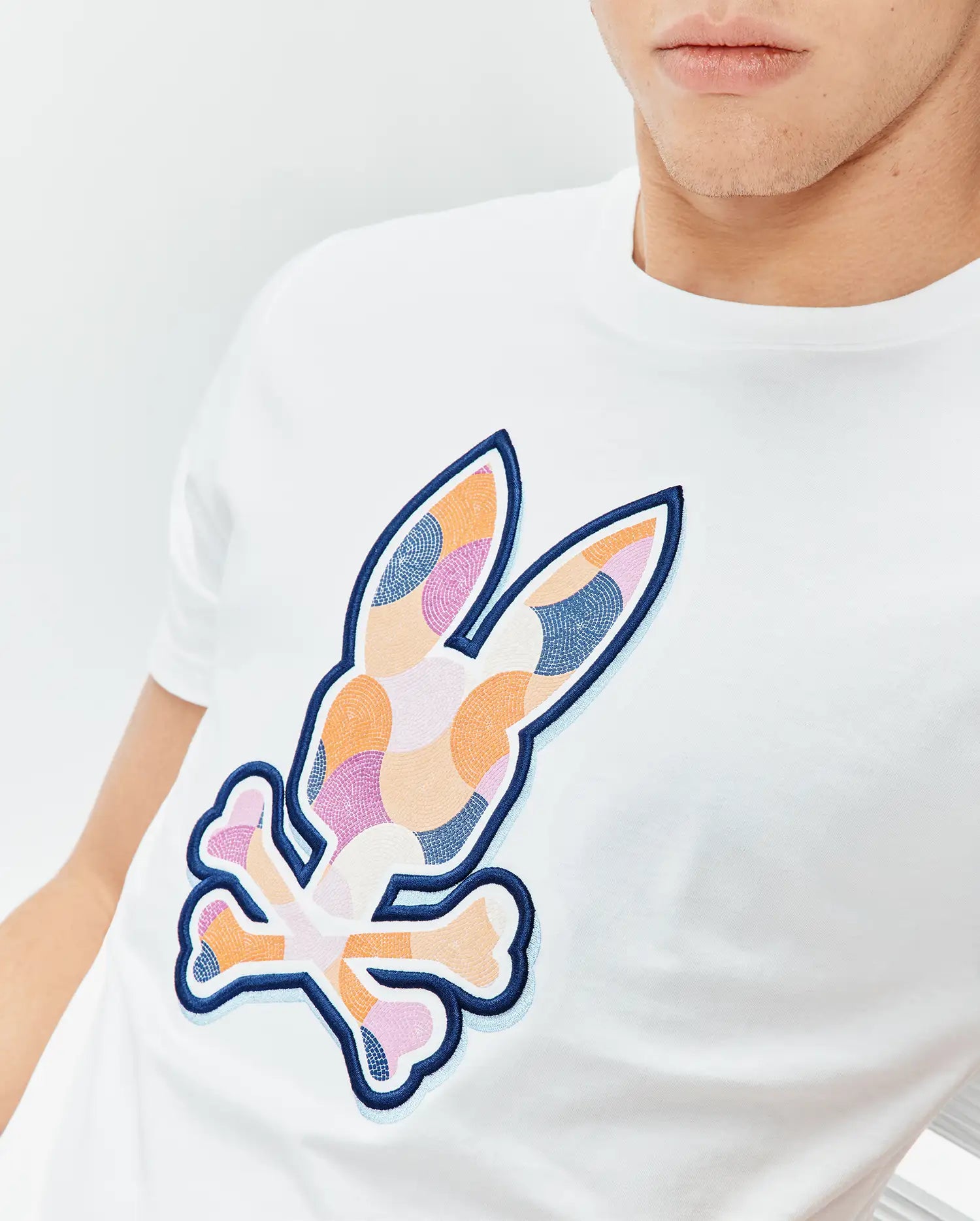 Psycho Bunny Men's Tees Ethan Graphic Tee t-shirt bianca cotone Pima