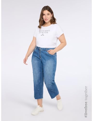 Fiorella Rubino Jeans cropped con strass 48 Plus multicolor